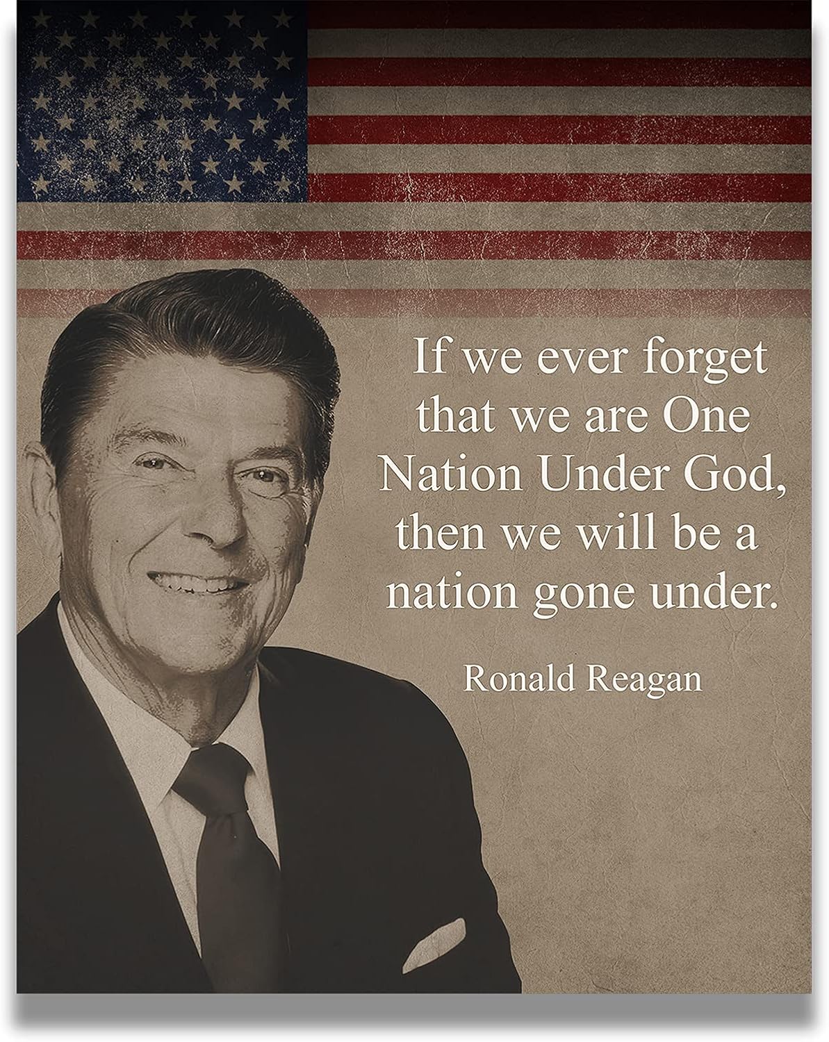Govivo Ronald Reagan Historic Quote – Impresión artística de decoración de pared del presidente patriótico estadounidense, obra de arte sin marco