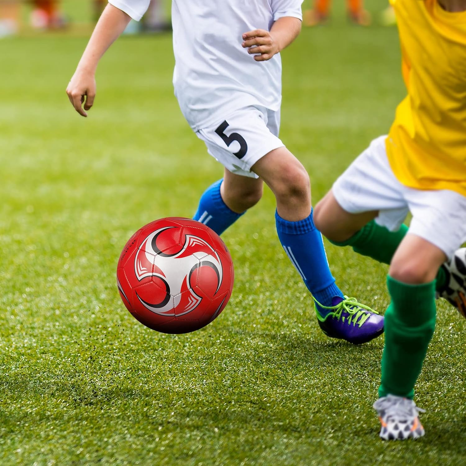 HyDren Paquete de 2 pelotas de fútbol de tamaño 5, tamaño 4, tamaño 3, pelota de fútbol para niños pequeños y jóvenes con inflador, pelota de fútbol