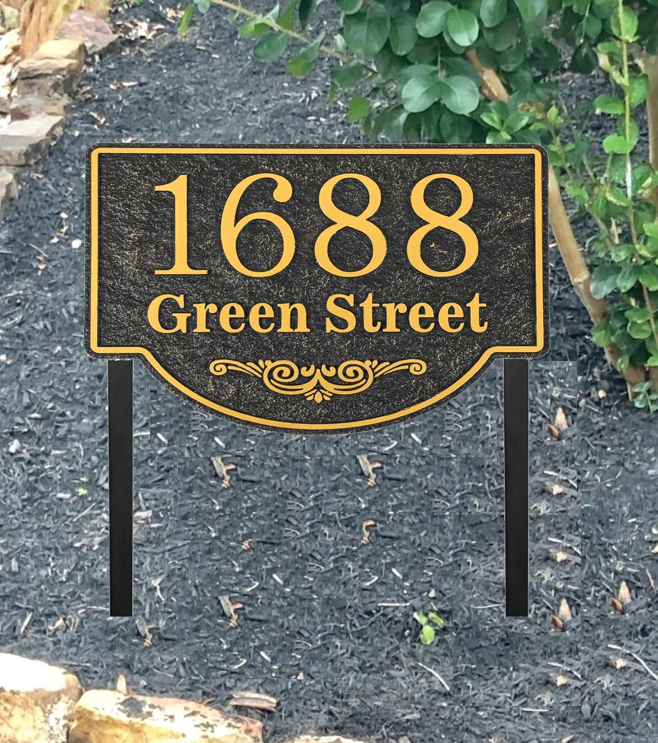 Letrero de dirección personalizado montado en el césped, grandes opciones, placa de metal con número de casa, placa de dirección para patio, césped,