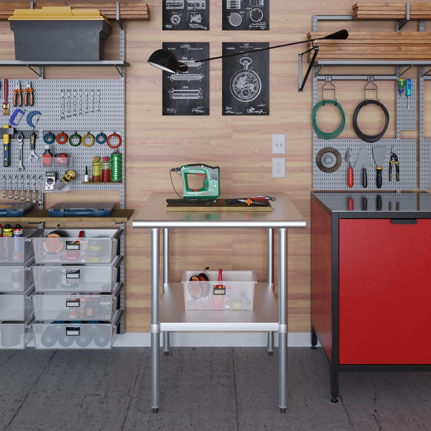 AmGood – mesa de trabajo de acero inoxidable con estante inferior Preparación de alimentos NSF (estándares de equipos comerciales de alimentos),