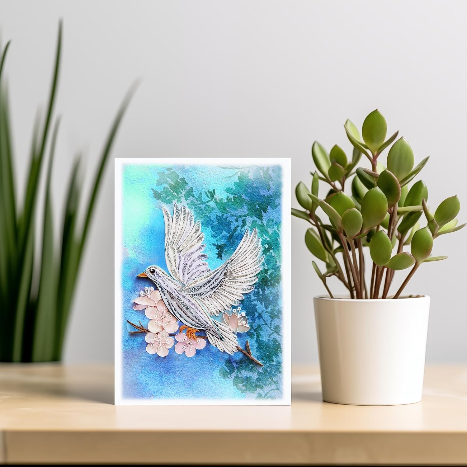 QUILLCRAFT Tarjeta del día de la madre, tarjeta de felicitación de animales lindos de paloma, tarjeta romántica de 5 x 7 pulgadas para todas las