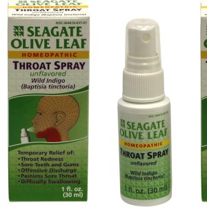 Seagate Products Aerosol homeopático de hoja de olivo para garganta, 1 onza sin sabor, paquete de 2 Seagate Products Aerosol homeopático de hoja de olivo para garganta, 1 onza sin sabor, paquete de 2