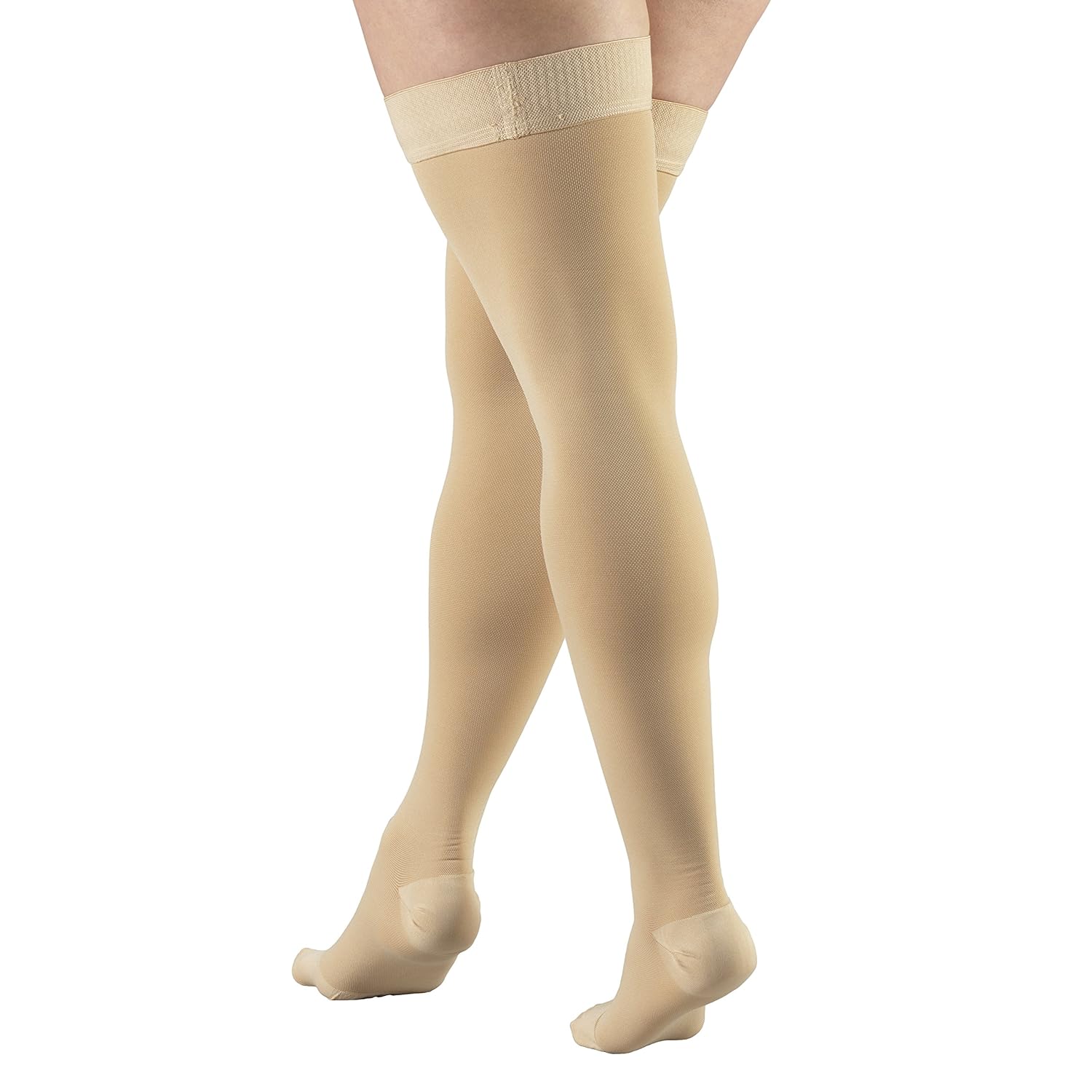 Truform – Medias de compresión de 20-30 mmHg para hombres y mujeres, largo hasta el muslo, con parte superior de puntos y puntera cerrada, talla L,