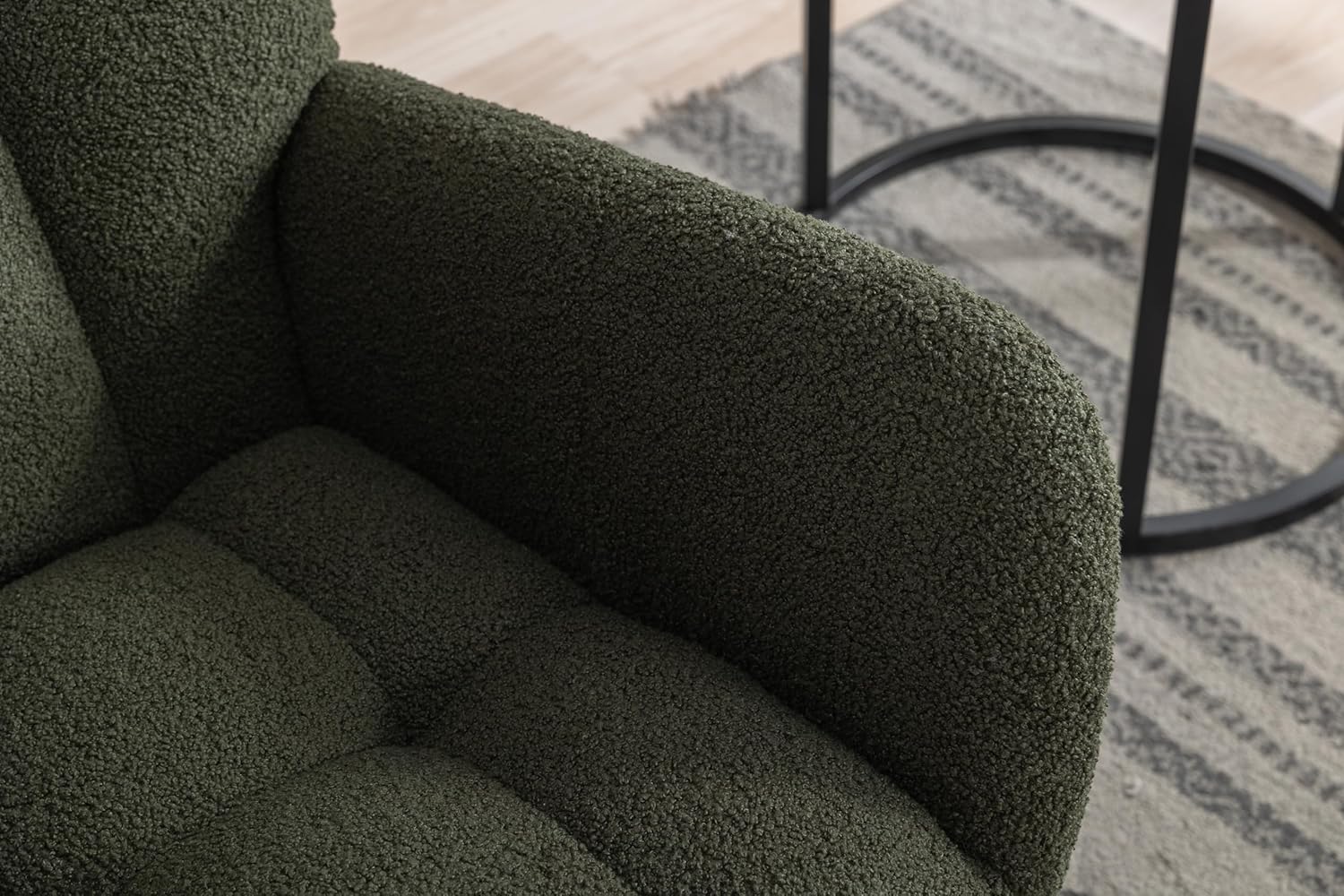 Mecedora para guardería, mecedora tapizada de tela de peluche, mecedora con bolsillo de almacenamiento, sillón con respaldo alto, cómoda silla