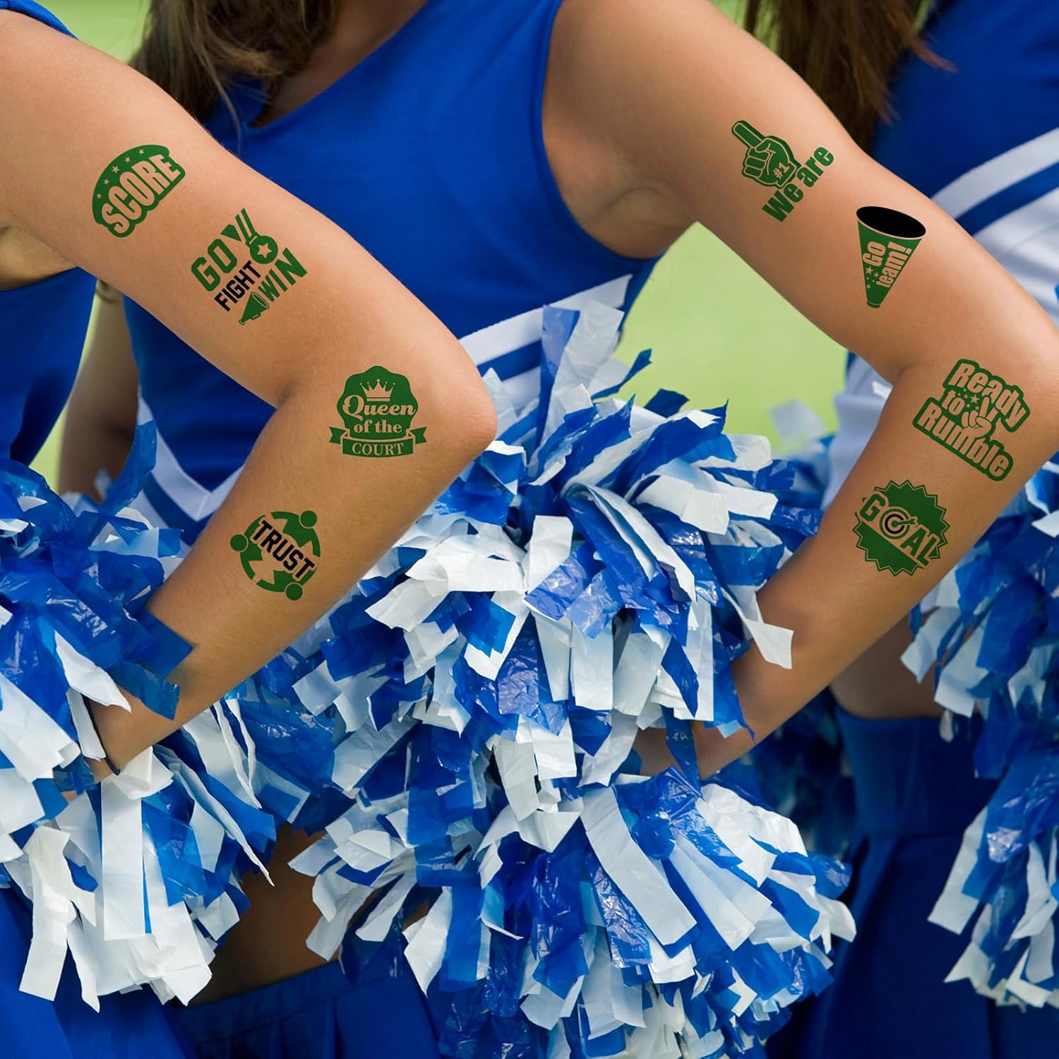 Demissle 200 tatuajes temporales de espíritu de equipo, porristas número 1, tatuajes temporales de sóftbol, fútbol, béisbol, tatuajes faciales y
