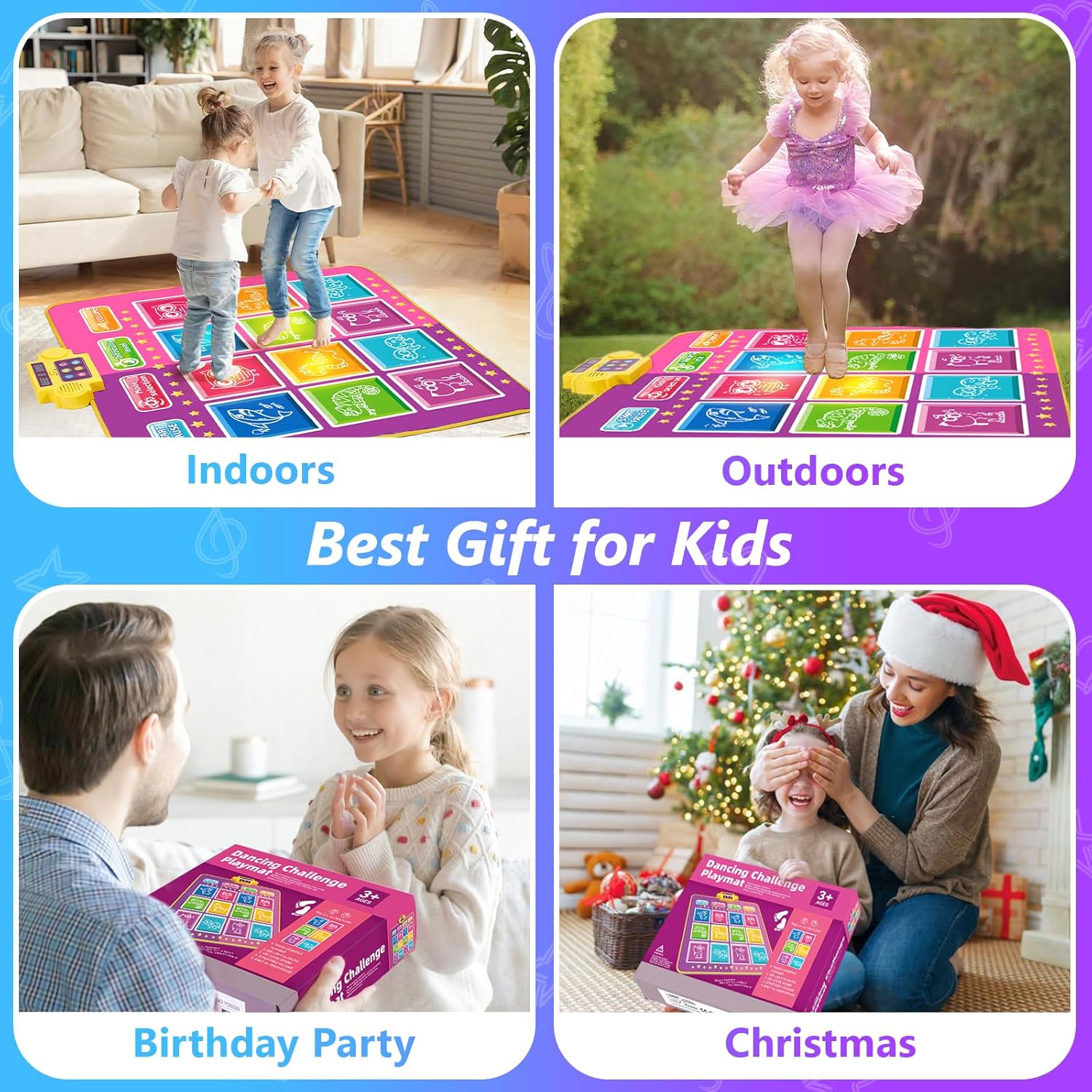 Juguetes de tapete de baile, regalo para niños y niñas de 3 a 12 años, tapete de baile de doble jugador, almohadilla electrónica con 12 botones