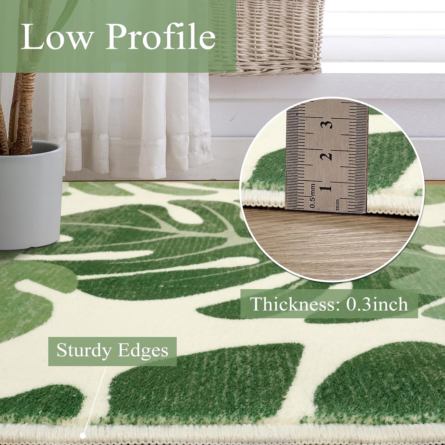 Lukinbox Alfombra de pasillo de hojas de 2 x 6 pies, color verde, lavable, extra larga, tropical, planta Monstera, antideslizante, alfombra