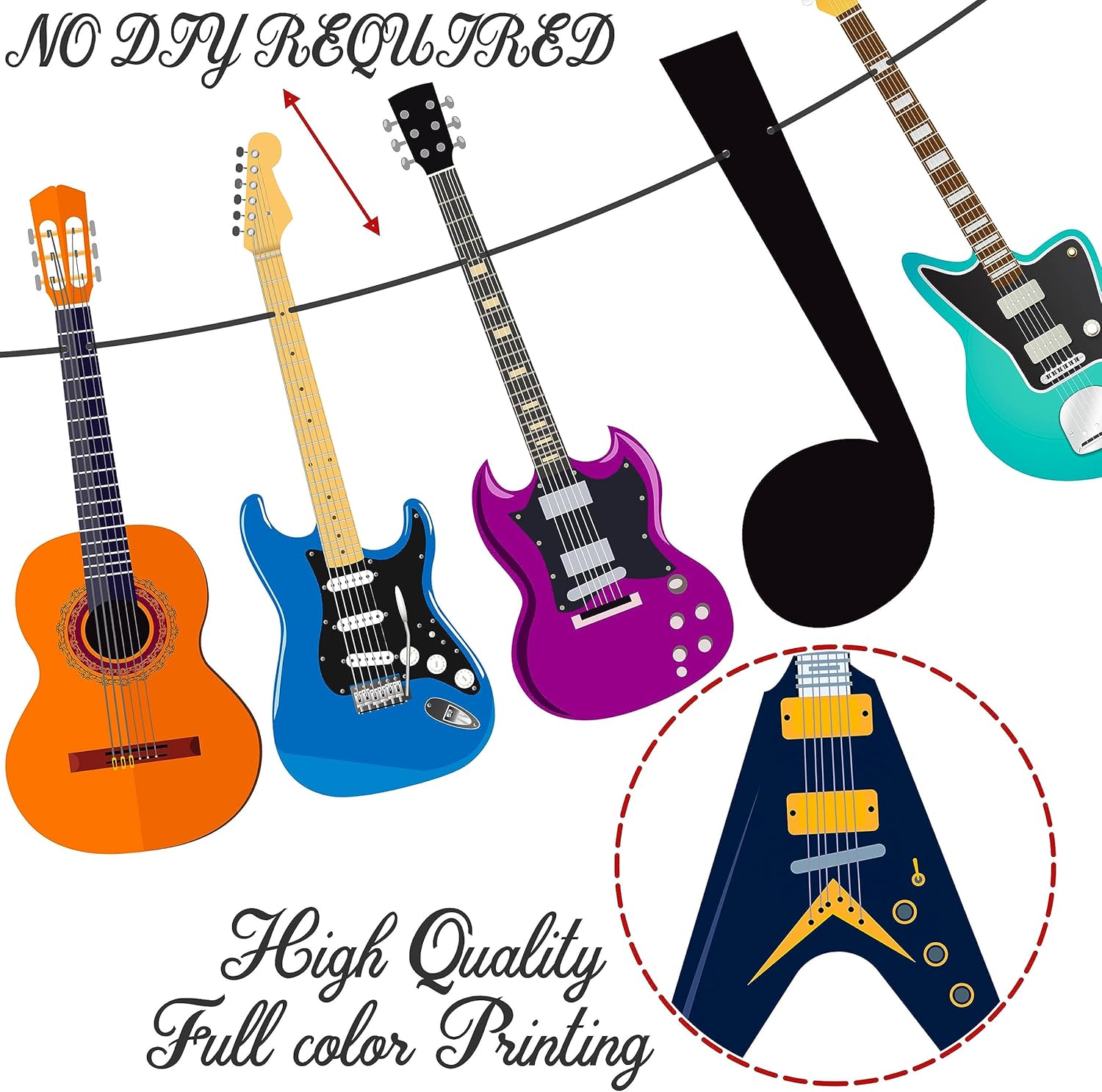 Cartel de guitarra con música, guitarra, fiesta, decoración de fiesta de cumpleaños, 2 unidades, pancartas de fiesta musical para guitarra de rock,