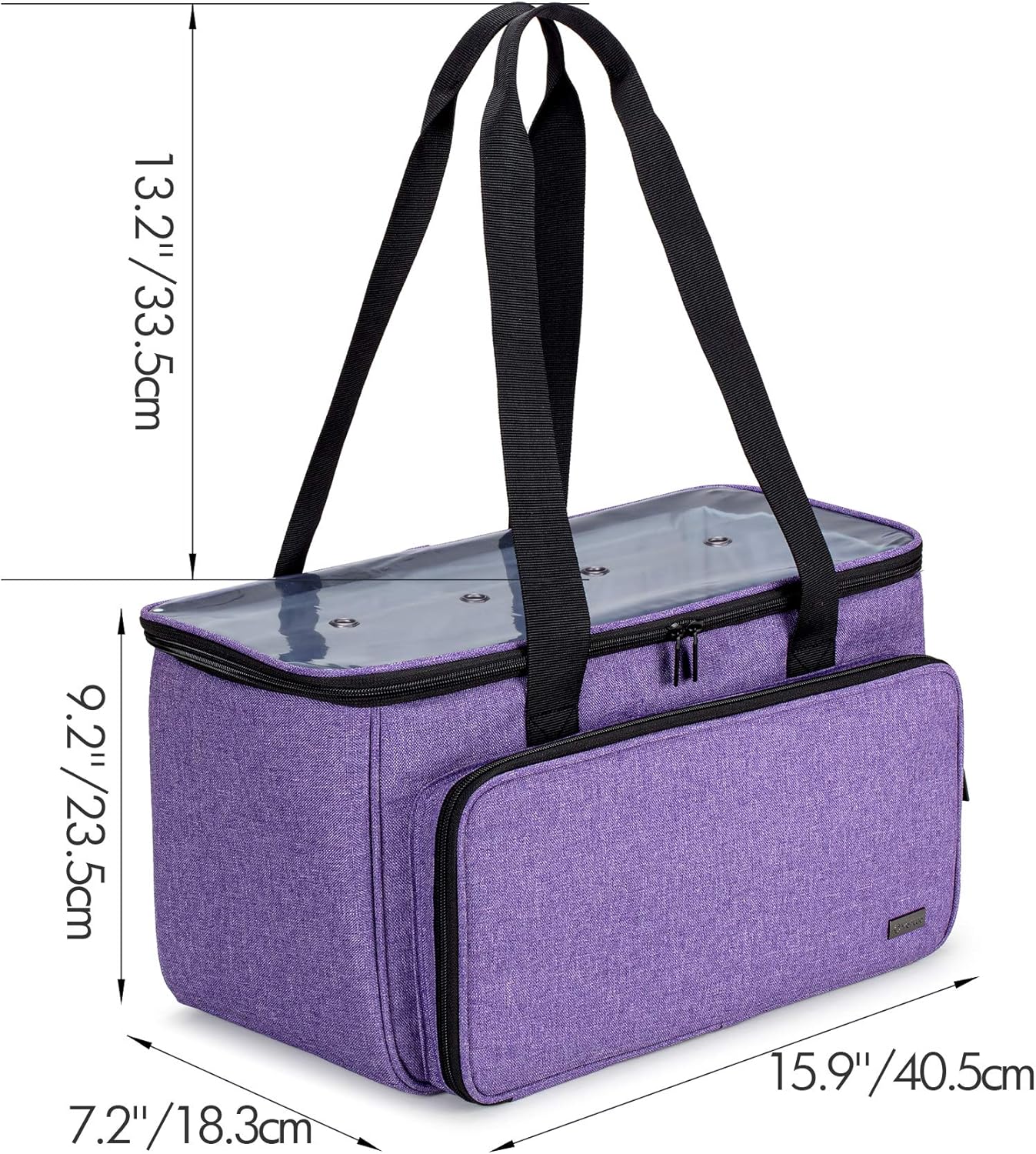 Yarwo Bolsa de hilo de tejer, bolsa de ganchillo con bolsillo para proyectos de limpieza, agujas de tejer (hasta 14 pulgadas) y madejas de hilo,