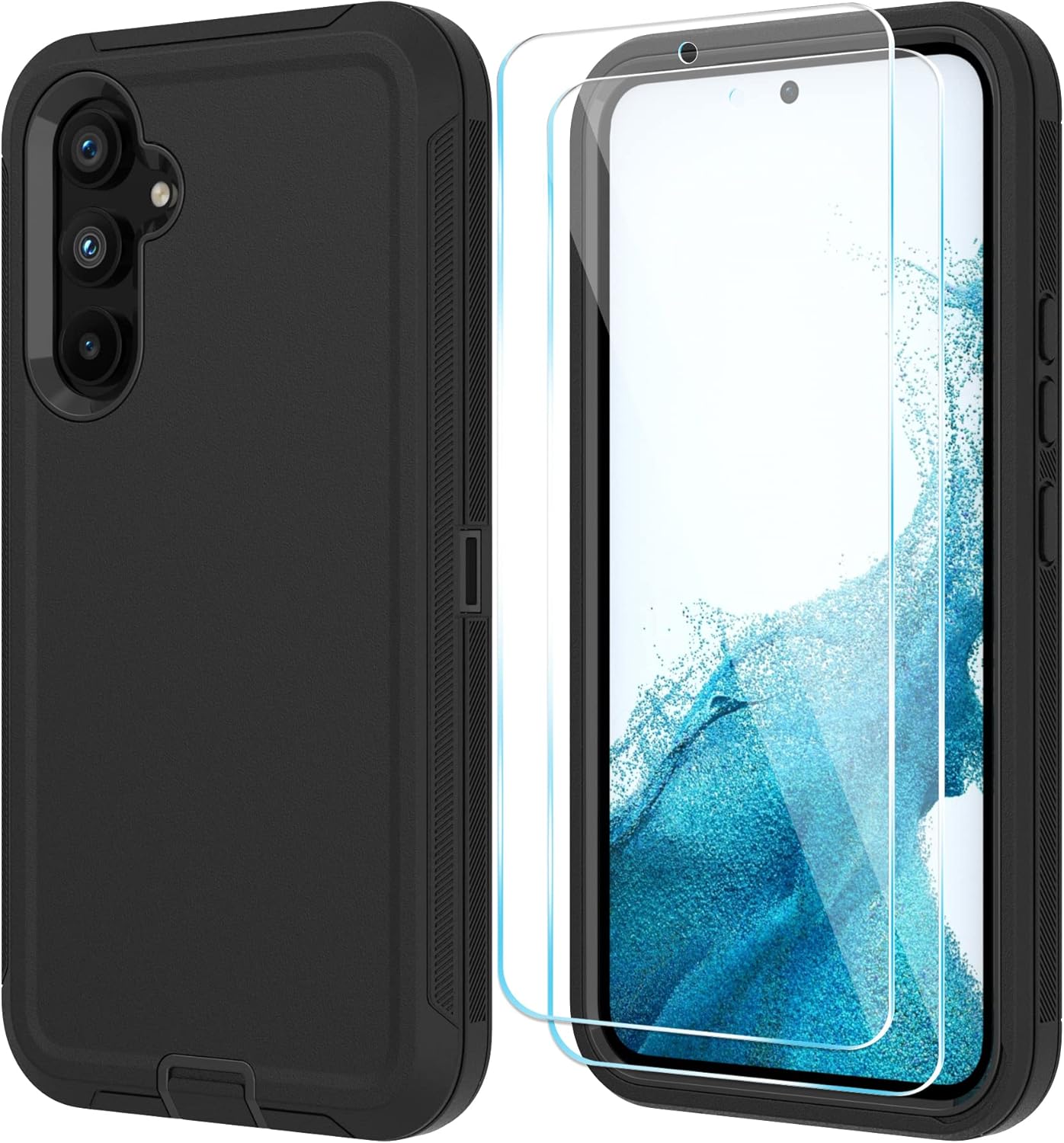 Qinmay Funda para Galaxy A54 5G, Samsung Galaxy A54 5G con protector de pantalla HD (paquete de 2), funda para Samsung A54 5G, duradera, a prueba de