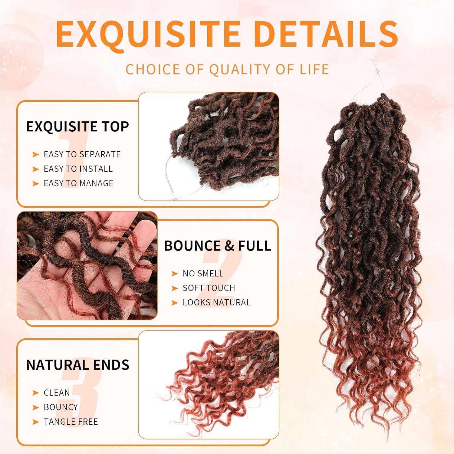 Wodun Goddess Locs – Cabello de ganchillo de 14 pulgadas, 8 paquetes de cabello sintético de ganchillo, cabello de ganchillo previamente enrollado