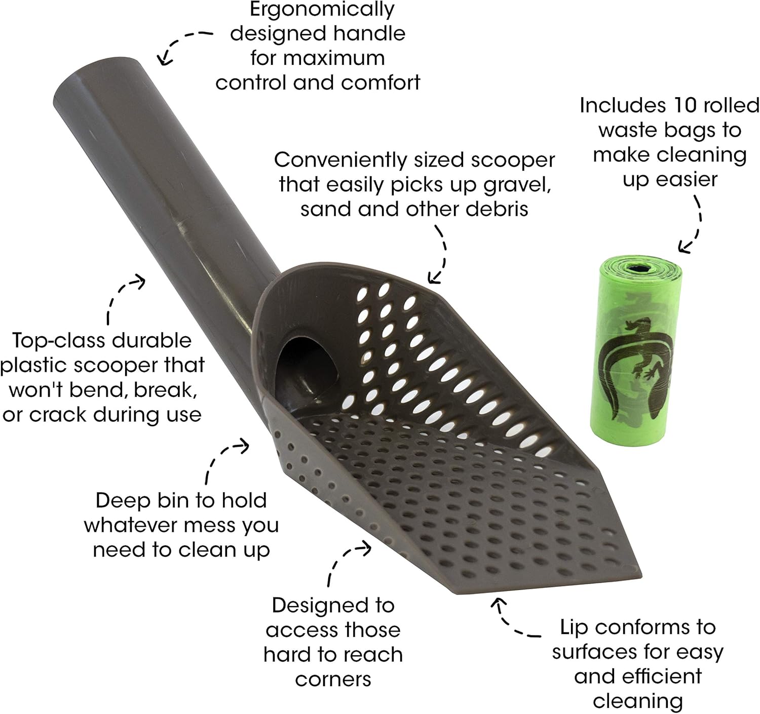 Cold Life Super Scoop Sifter Terrarium Bedding Substrato y pala limpiadora de jaula para mascotas pequeñas con bolsas de 10 unidades