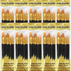 Juego de 100 pinceles de pintura, 100 pinceles de pintura negra al óleo y acuarela, cabezal de cepillo de nailon, juego de pinceles de pintura Juego de 100 pinceles de pintura, 100 pinceles de pintura negra al óleo y acuarela, cabezal de cepillo de nailon, juego de pinceles de pintura