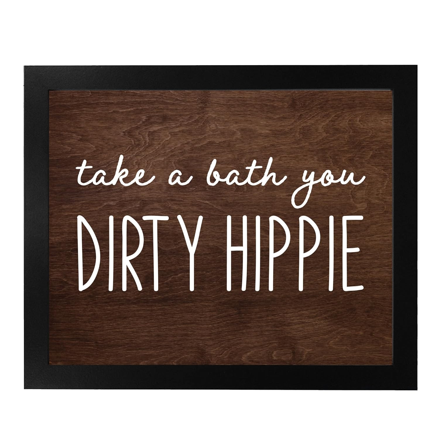 Take A Bath – Funny Bathroom Wall Decor Art, Our Rustic Typographic Wood Replica Wall Art Print Sign is Great Humorous Gift for Home & Guest