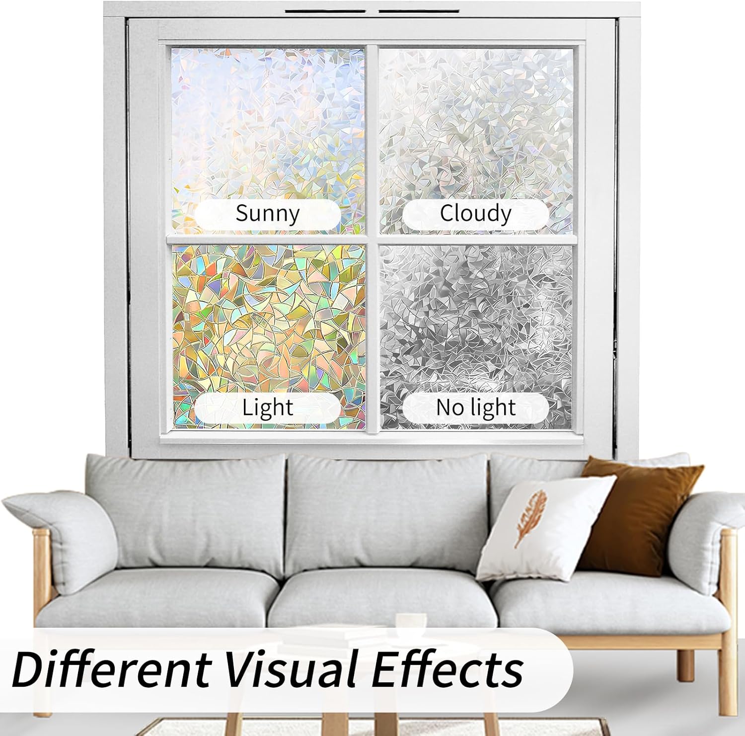 Película de privacidad para ventana de arcoíris, película de vinilo decorativo para ventana, película de vinilo decorativo para ventana de color