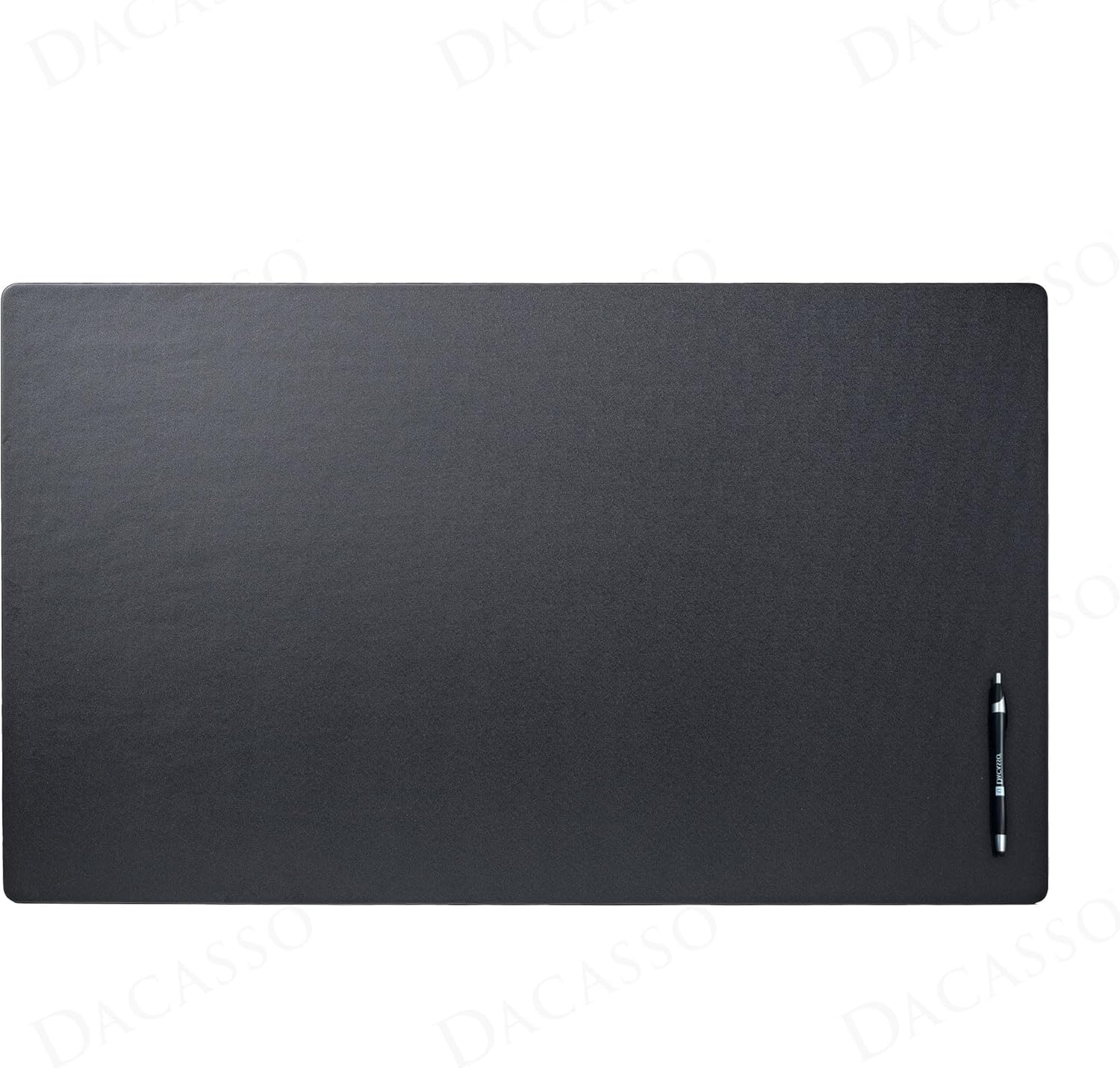 Dacasso Almohadilla de escritorio de cuero sintético negro de 34 x 20 pulgadas, con rieles laterales exteriores para escribir, protector de