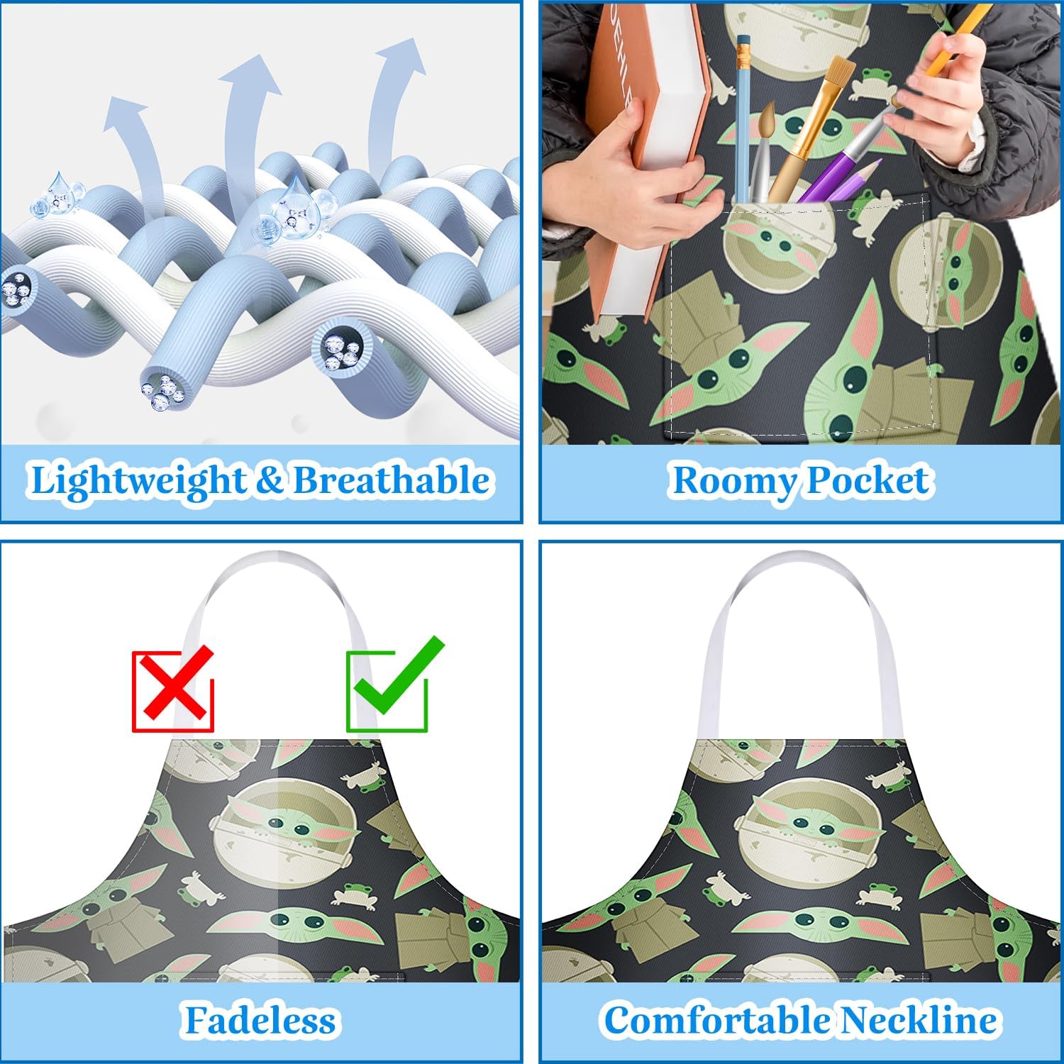 Akkya Delantales de cocina para niños pequeños, delantal de pintura de chef con bolsillo, para hornear, arte, jardinería, bata personalizada para