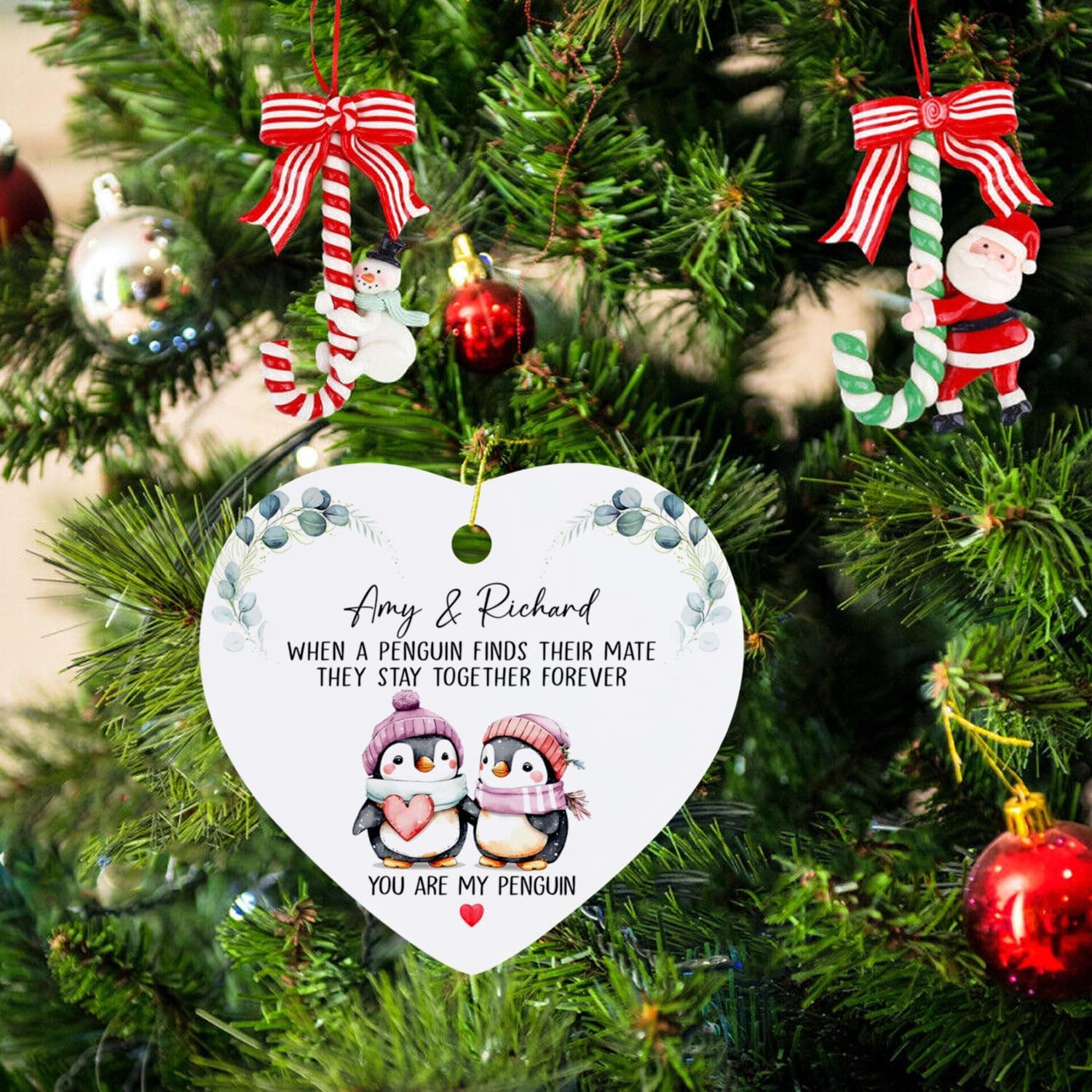 Adorno personalizado de Navidad When a Penguin Finds Their Mate They Stay Together Forever Christmas (When a Penguin Finds Their Mate They Stay