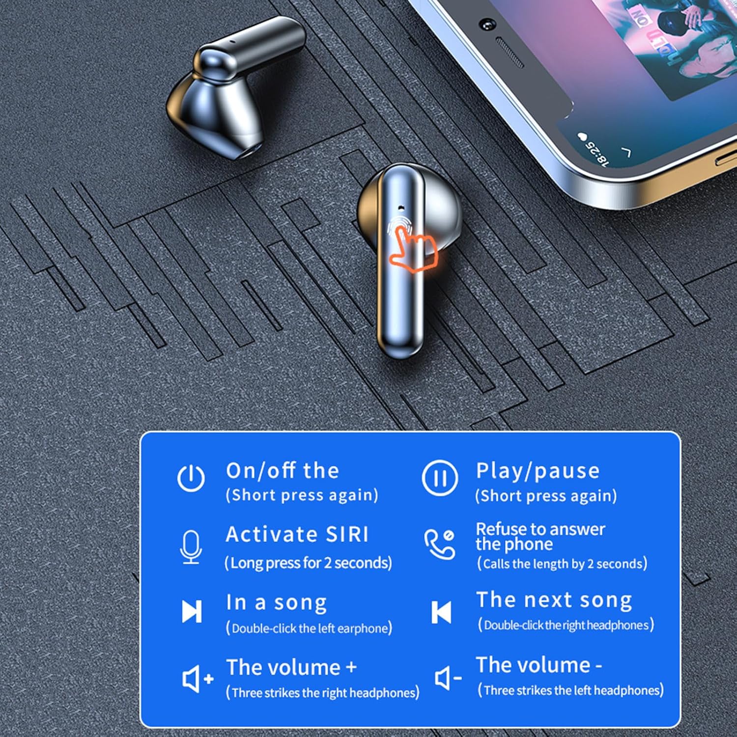 Auriculares inalámbricos Bluetooth Auriculares inalámbricos Bluetooth 5.3 Auriculares de sonido premium inmersivos con, micrófono integrado, control