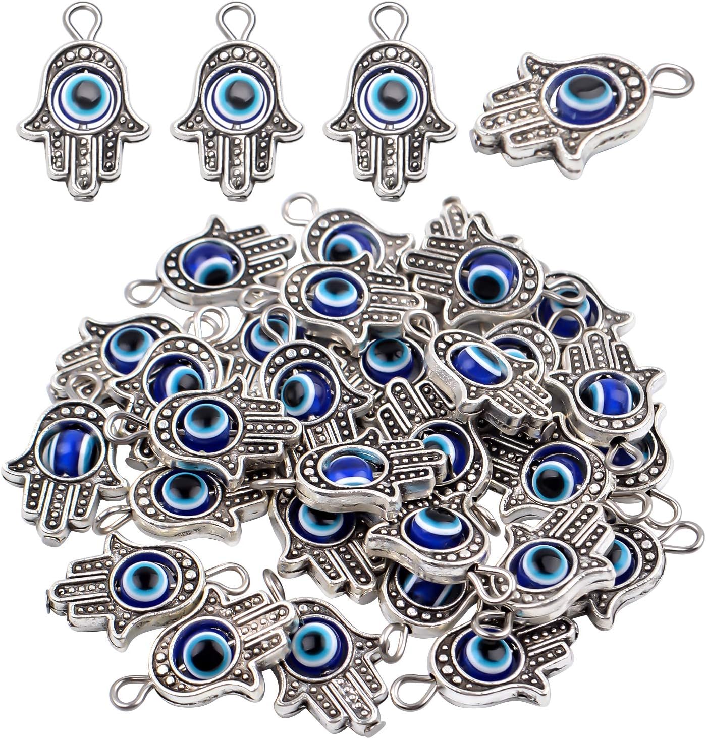 Aylifu Dijes de marco de cuentas de mano de Hamsa, dije de mal de ojo de Hamsa con símbolo de mano de Fátima para bricolaje, collar y pulsera