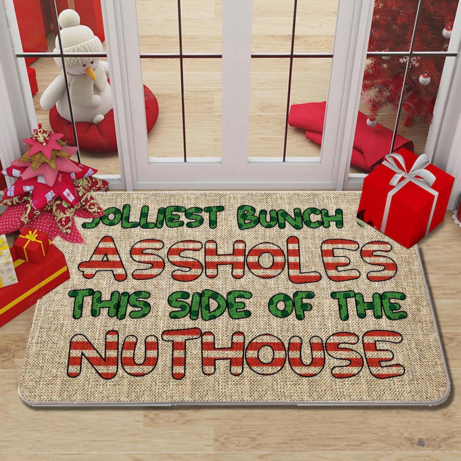 GAGEC Tapete de Navidad para exteriores, divertido tapete de entrada, tapete de puerta de invierno, decoración de casa de campo, hogar, cocina, piso