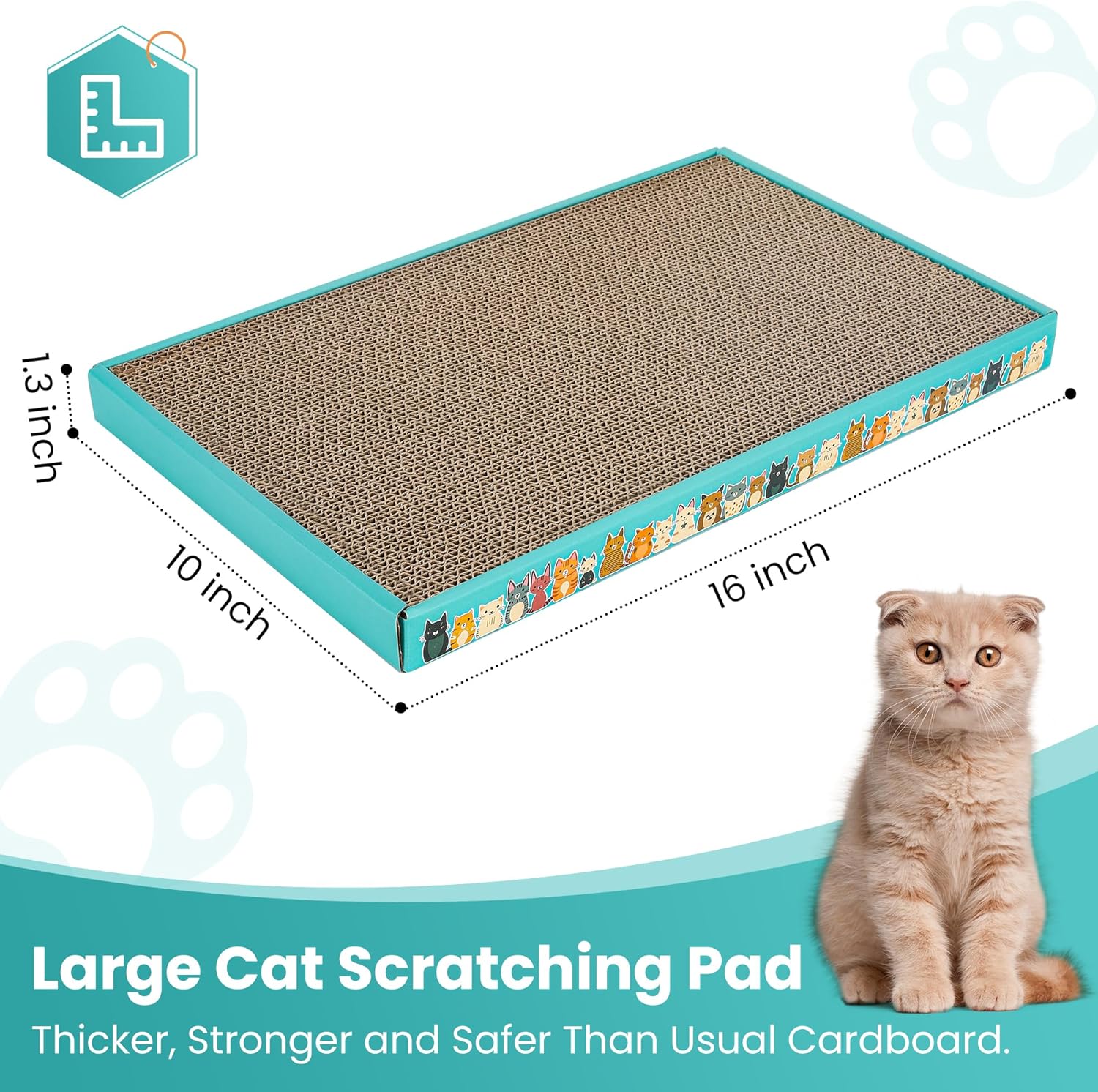 PAWSCRAT Rascador para gatos, paquete de 4 almohadillas para rascar gatos con carcasa de cartón, almohadillas para rascar gatos de interior, tabla