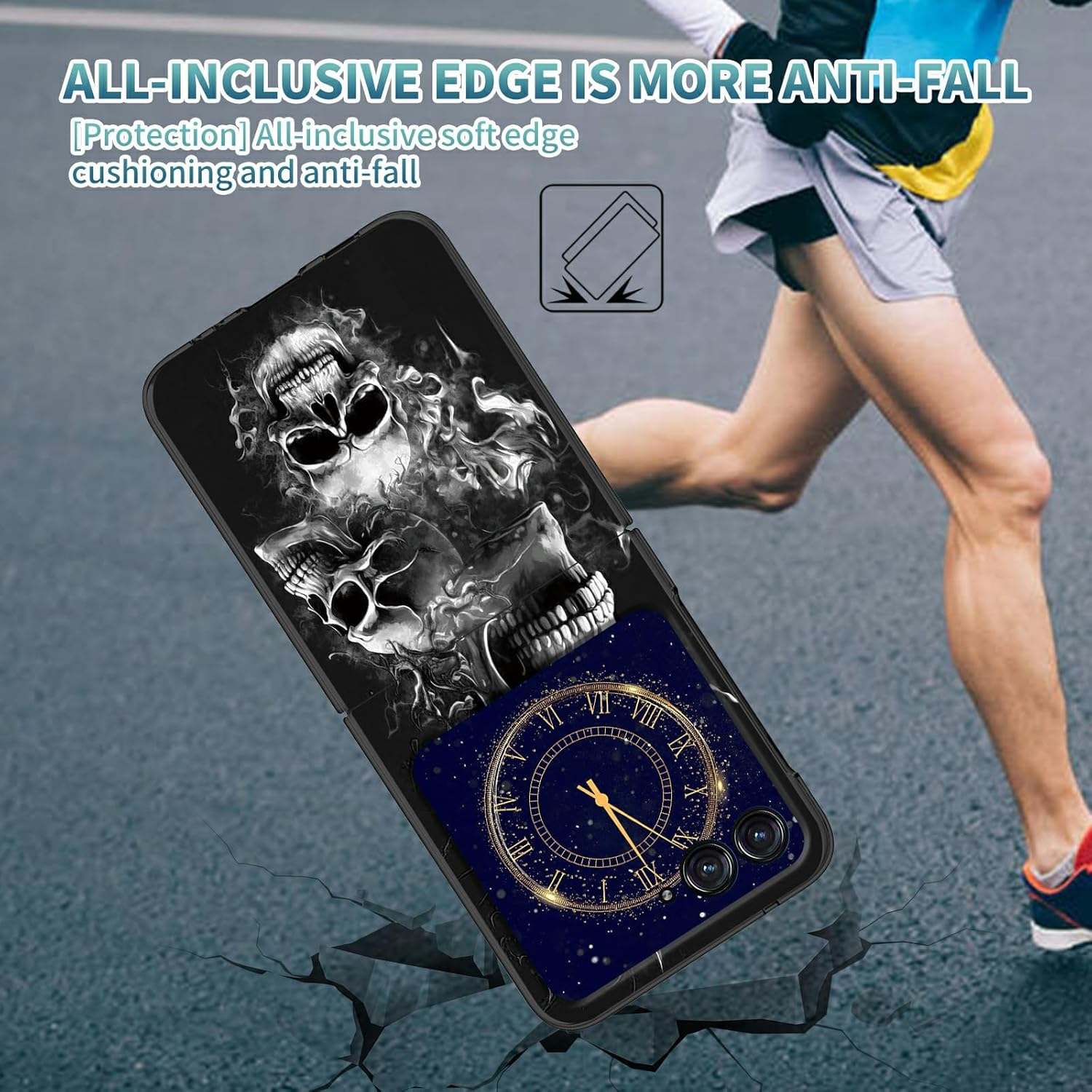 Funda para Moto Razr Plus 2023, diseño de patrón de calavera, a prueba de golpes, antideslizante, delgada, dura, cubierta protectora de