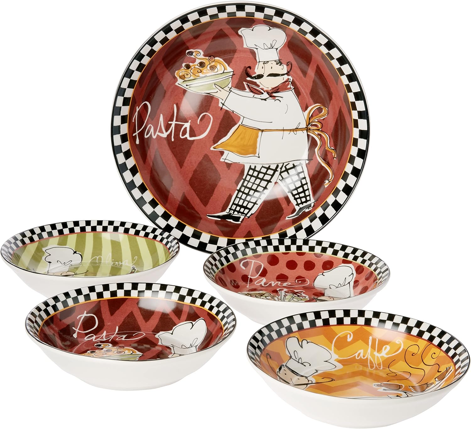 Certified International Corp Certified International Chefs on the Go – Juego de pasta, multicolor, 5 piezas