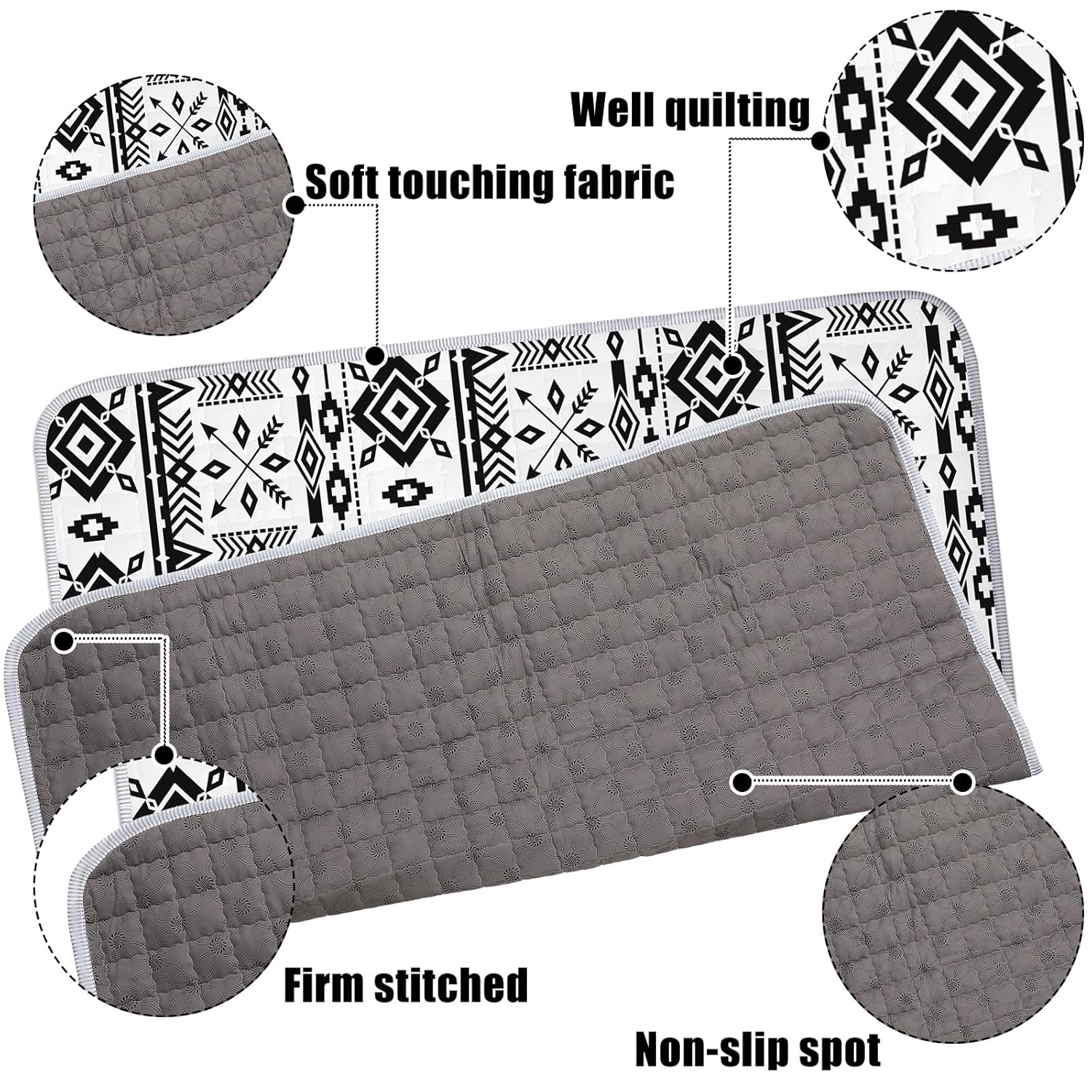 Tapete de juego portátil bohemio para bebé, 43 x 43 pulgadas, lavable, plegable, tapete de juego antideslizante para bebés, tapete de juego para