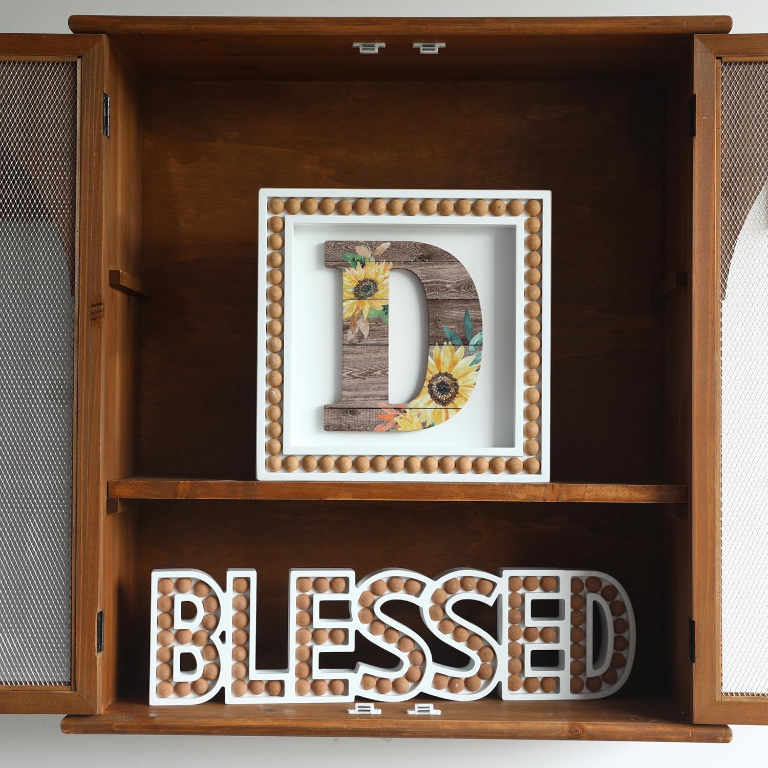 COLLECTIVE HOME – Letreros de pared con monograma, girasol decorativo con cuentas, letras personalizadas para decoración de pared, letreros del