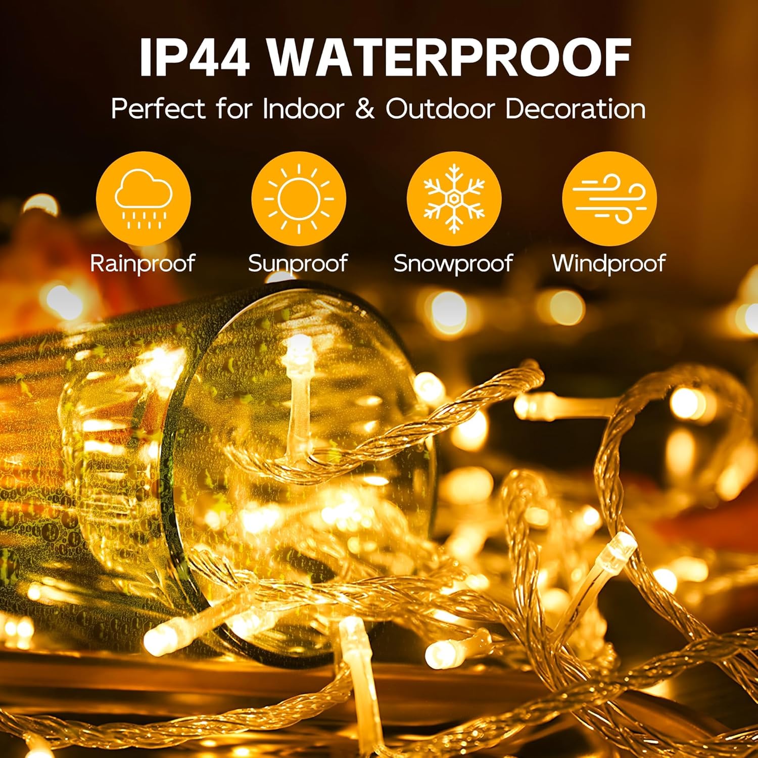 Guirnalda de 300 luces LED, 10 x 10 pies, cortina de ventana colgante con ganchos, 8 modos y luces de enchufe USB para dormitorio, interiores,