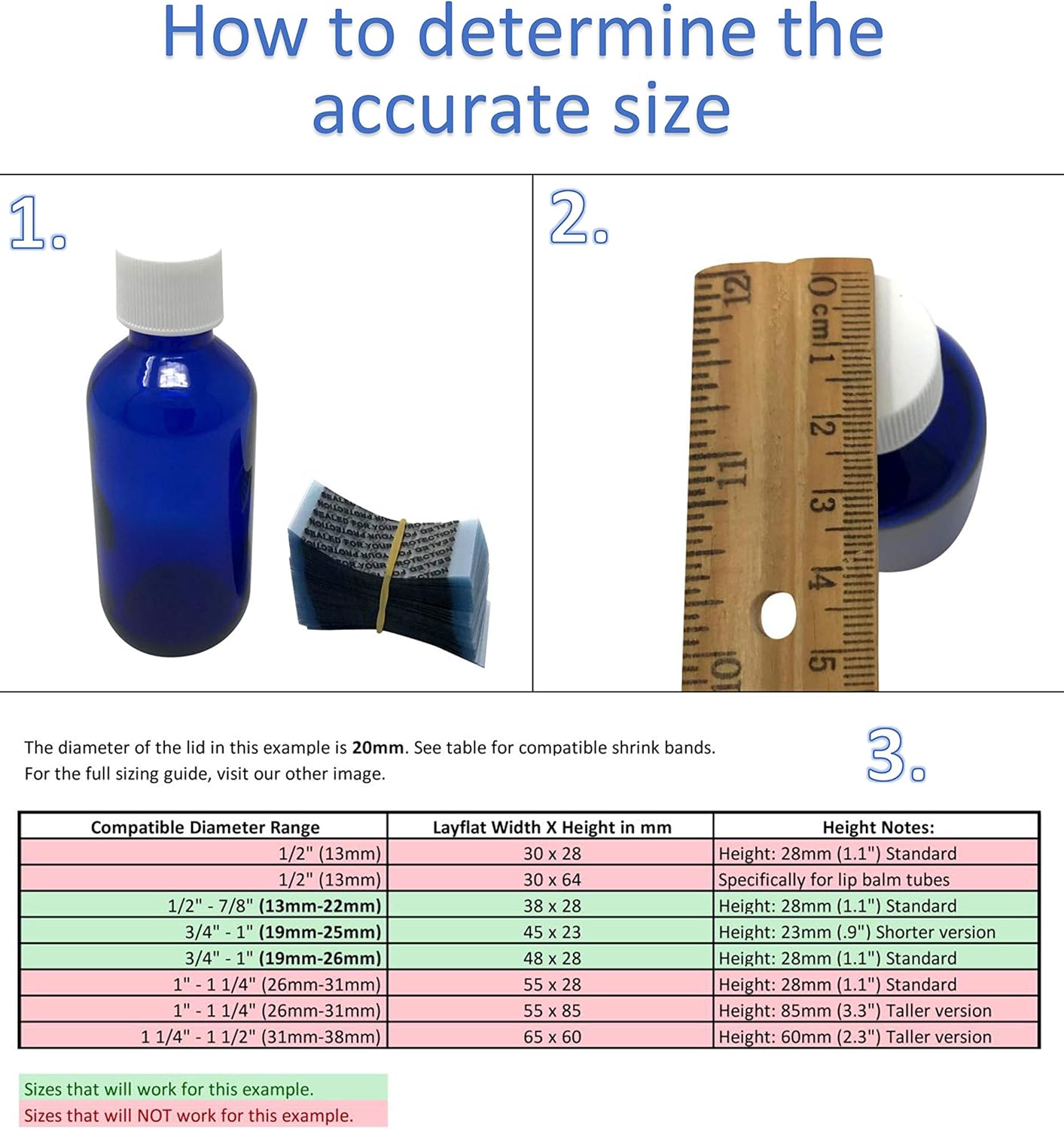 Banda retráctil perforada transparente de 3.701 x 2.205 in para tarros de especias, frascos pequeños, tarros de cosméticos y más. Rango de diámetro