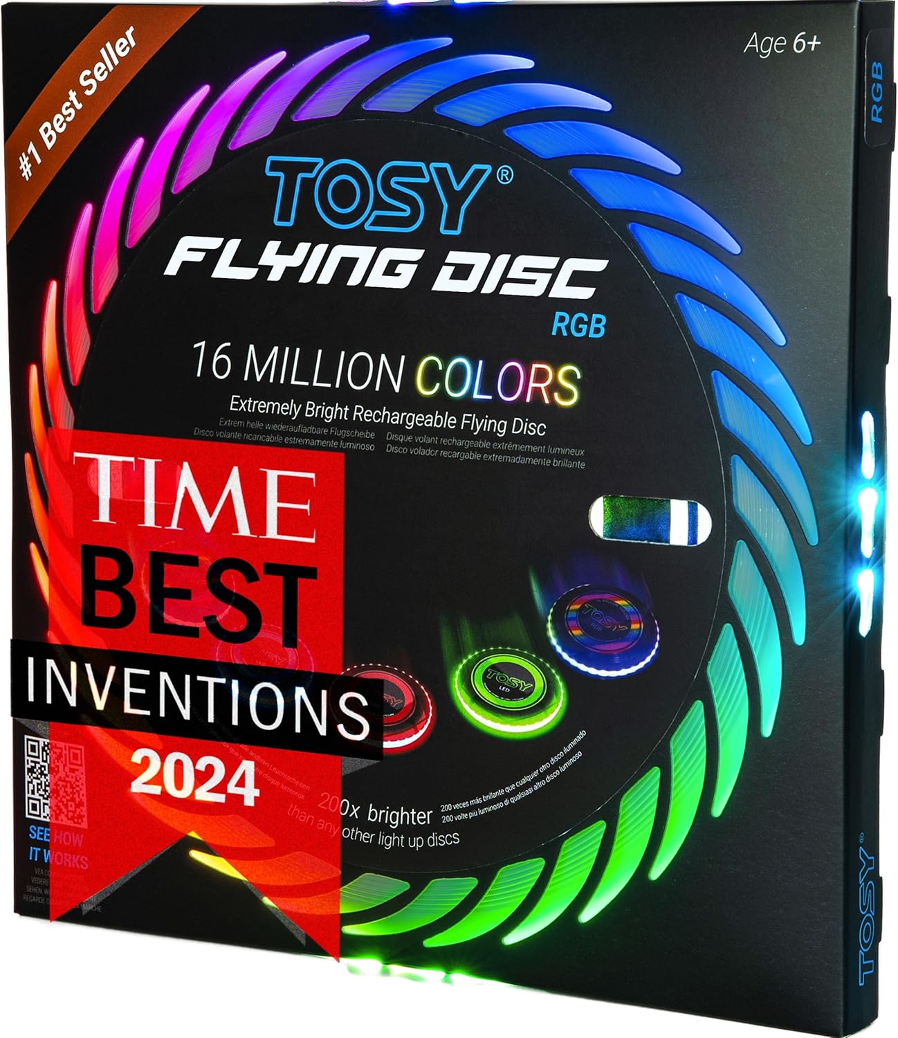 TOSY Flying Disc – 16 Million Colors RGB or 36 LEDs, Extremely Bright, Smart Modes, Easter Basket Stuffers Essentials for