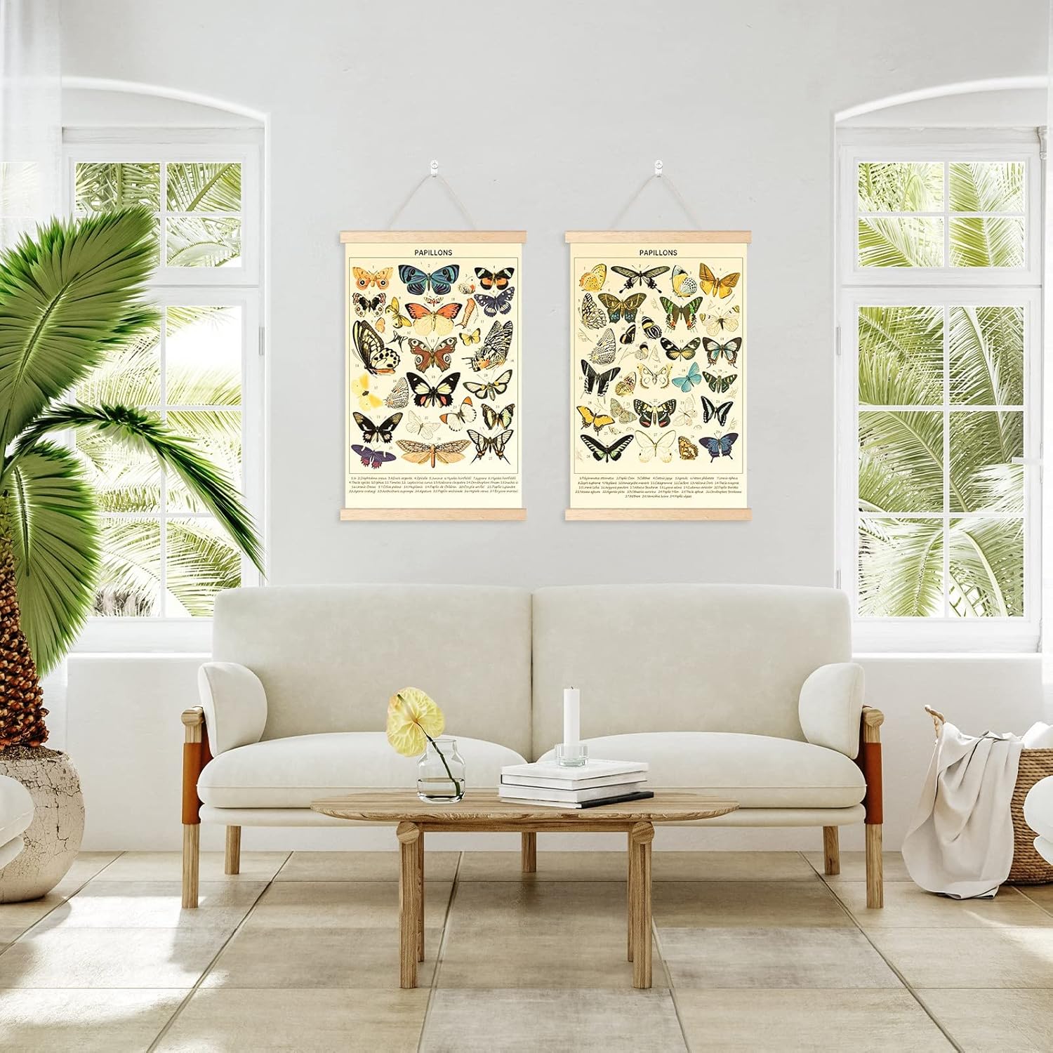 Chenkaiyang 2 carteles colgantes de mariposa vintage, para colgar en la pared, diseño de mariposa, rústico, retro, para decoración de sala de estar,