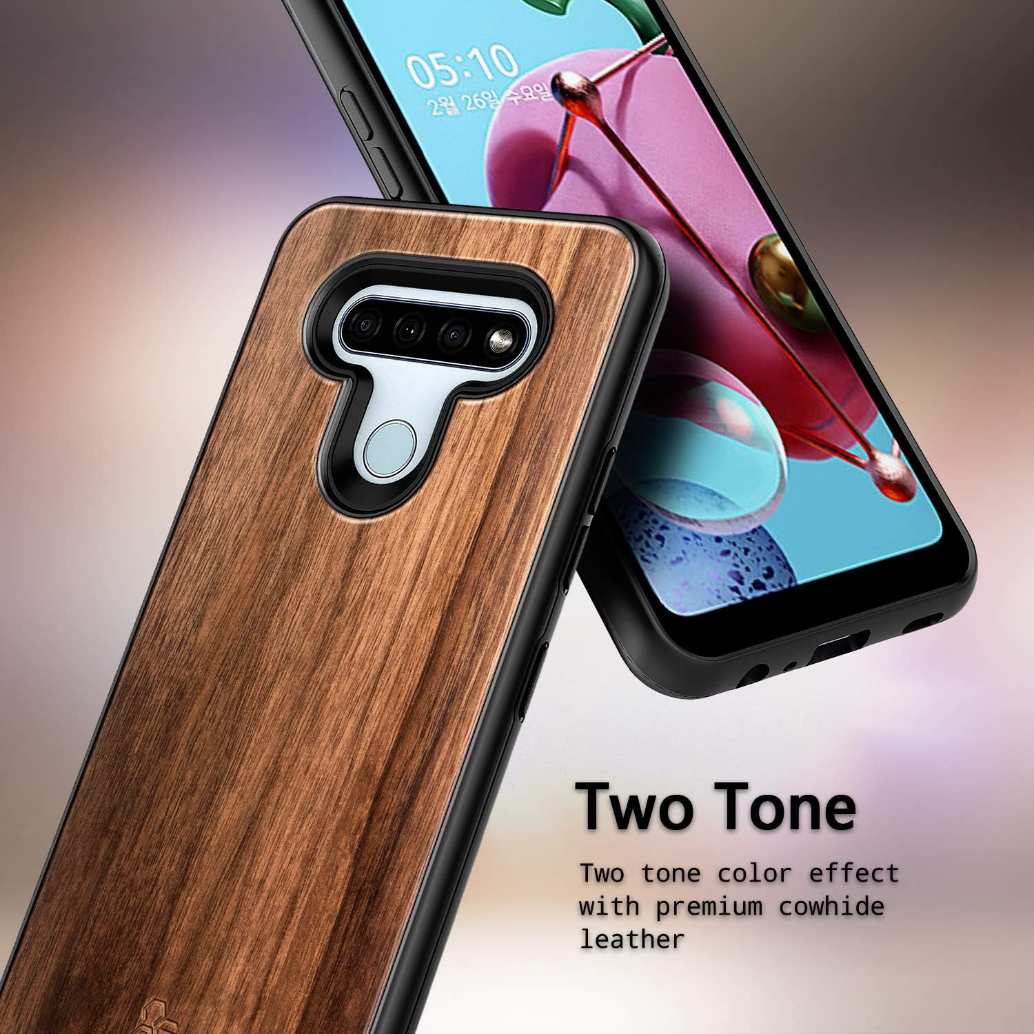 Funda para LG Stylo 6, madera de nogal natural real a prueba de golpes híbrida defensor resistente funda de teléfono (cada pieza es única) – Madera