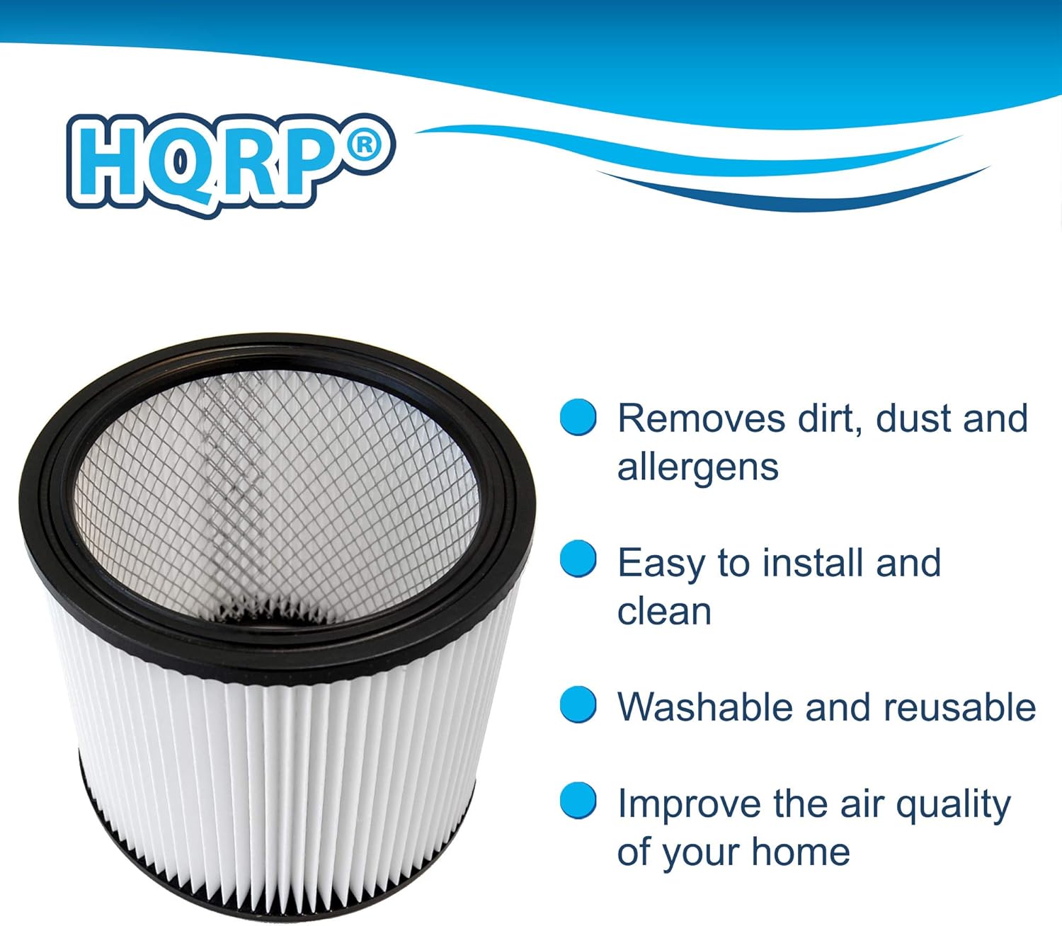 HQRP Paquete de 2 filtros de cartucho compatibles con aspiradora Shop-Vac SS16-450 SS16-550A SS16-650C