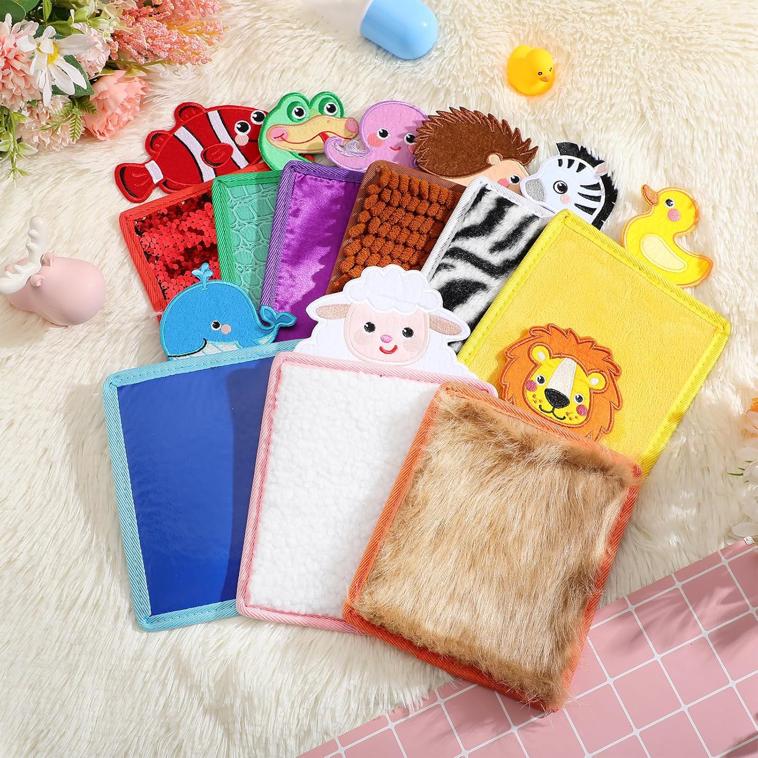 9 piezas de tapete sensorial con temática de animales, paneles de pared sensoriales para niños, autismo, productos sensoriales con textura surtida,