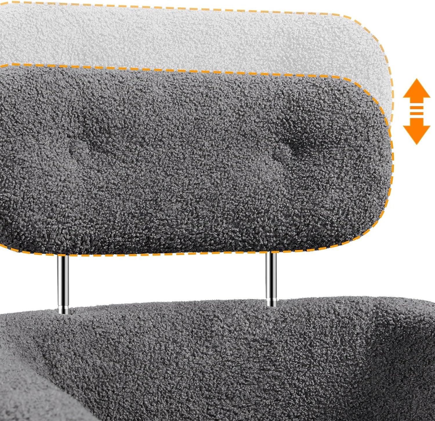 Yaheetech Silla decorativa, acogedora silla de sala de estar con reposacabezas ajustable, silla de tocador Boucle con almohada lumbar y patas