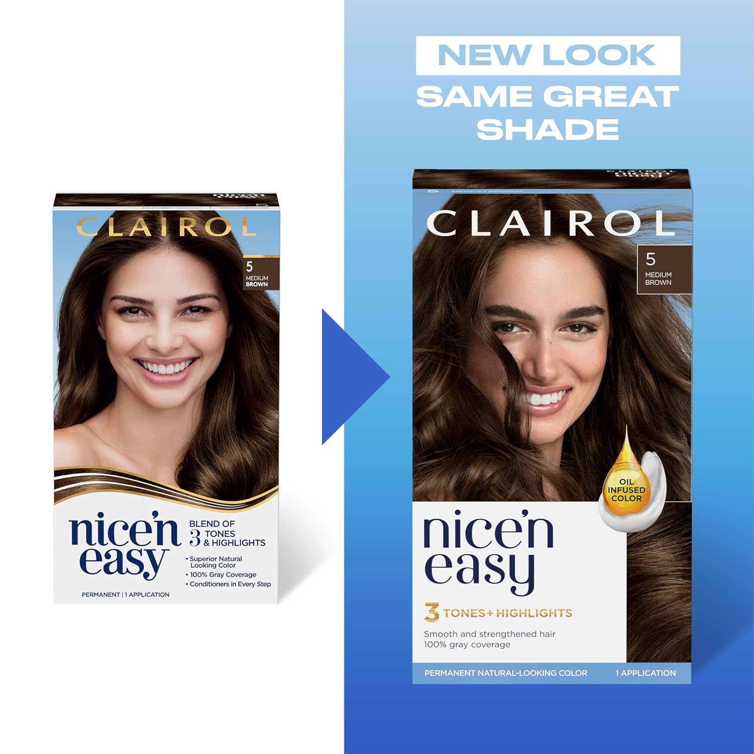 Clairol – Tinte permanente Nice’n Easy para el cabello, color castaño claro 6.5, paquete de 3 unidades