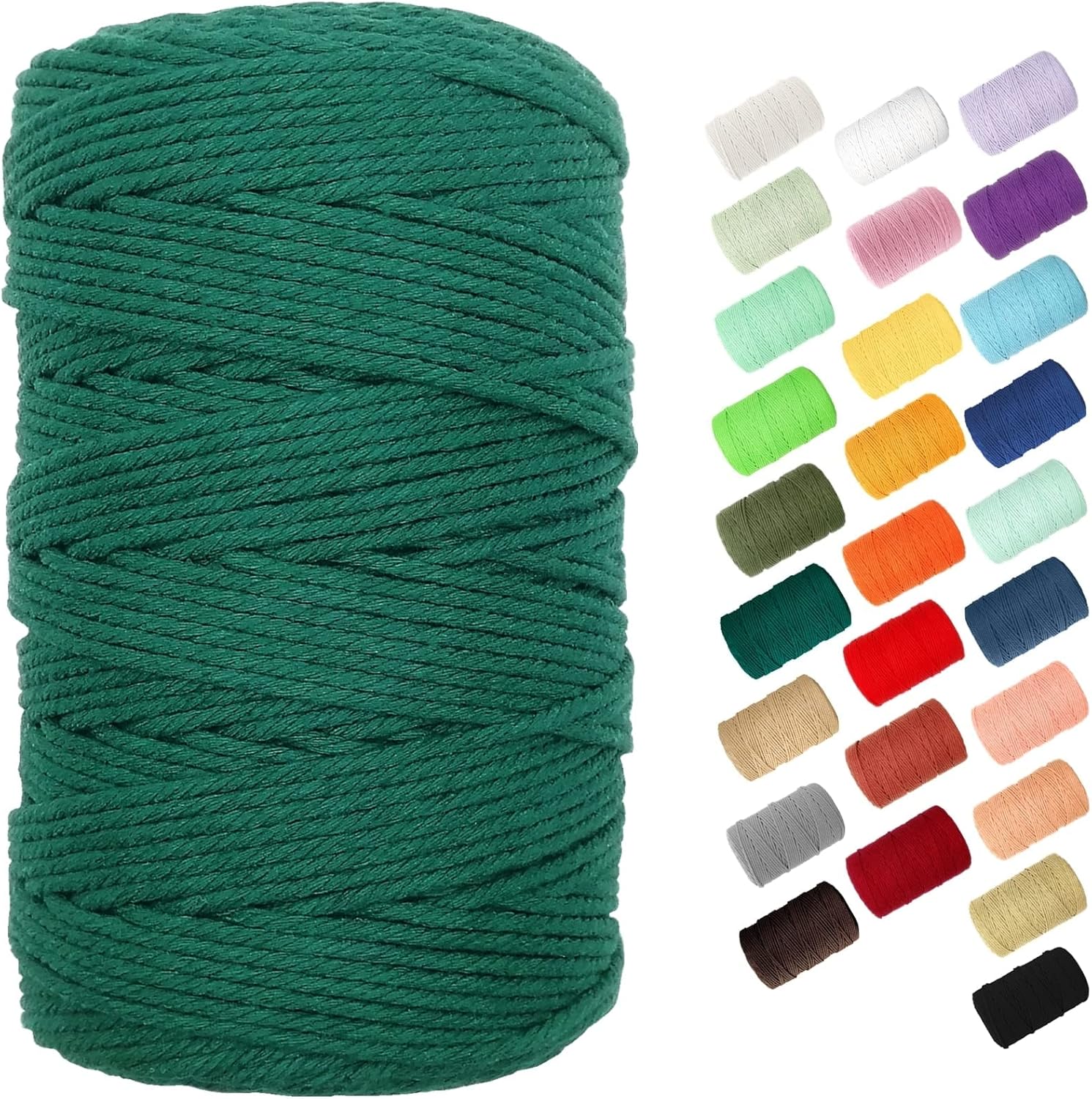 BYWORLD – Cuerda de macramé de 0.118 in, cuerda de algodón de 220 yardas (656.2 ft), cuerda de macramé de color 100% algodón natural para kit de