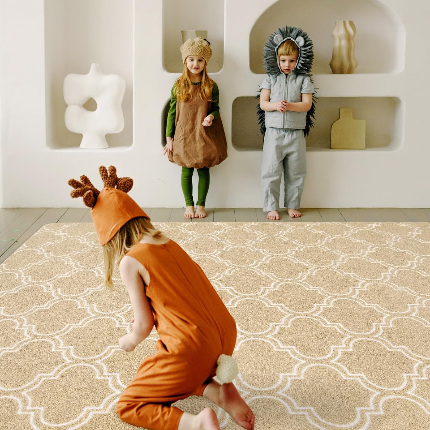 Amearea Alfombra mullida para interiores, alfombras marroquíes suaves con enrejado para dormitorio, alfombra moderna para sala de estar, habitación