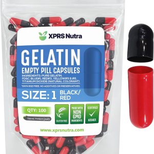 XPRS Nutra Size 1 Empty Capsules – 100 Count Colored Empty Gelatin Capsules – Empty Pill Capsules – DIY Supplement Capsule Filling – Fillable Color XPRS Nutra Size 1 Empty Capsules – 100 Count Colored Empty Gelatin Capsules – Empty Pill Capsules – DIY Supplement Capsule Filling – Fillable Color