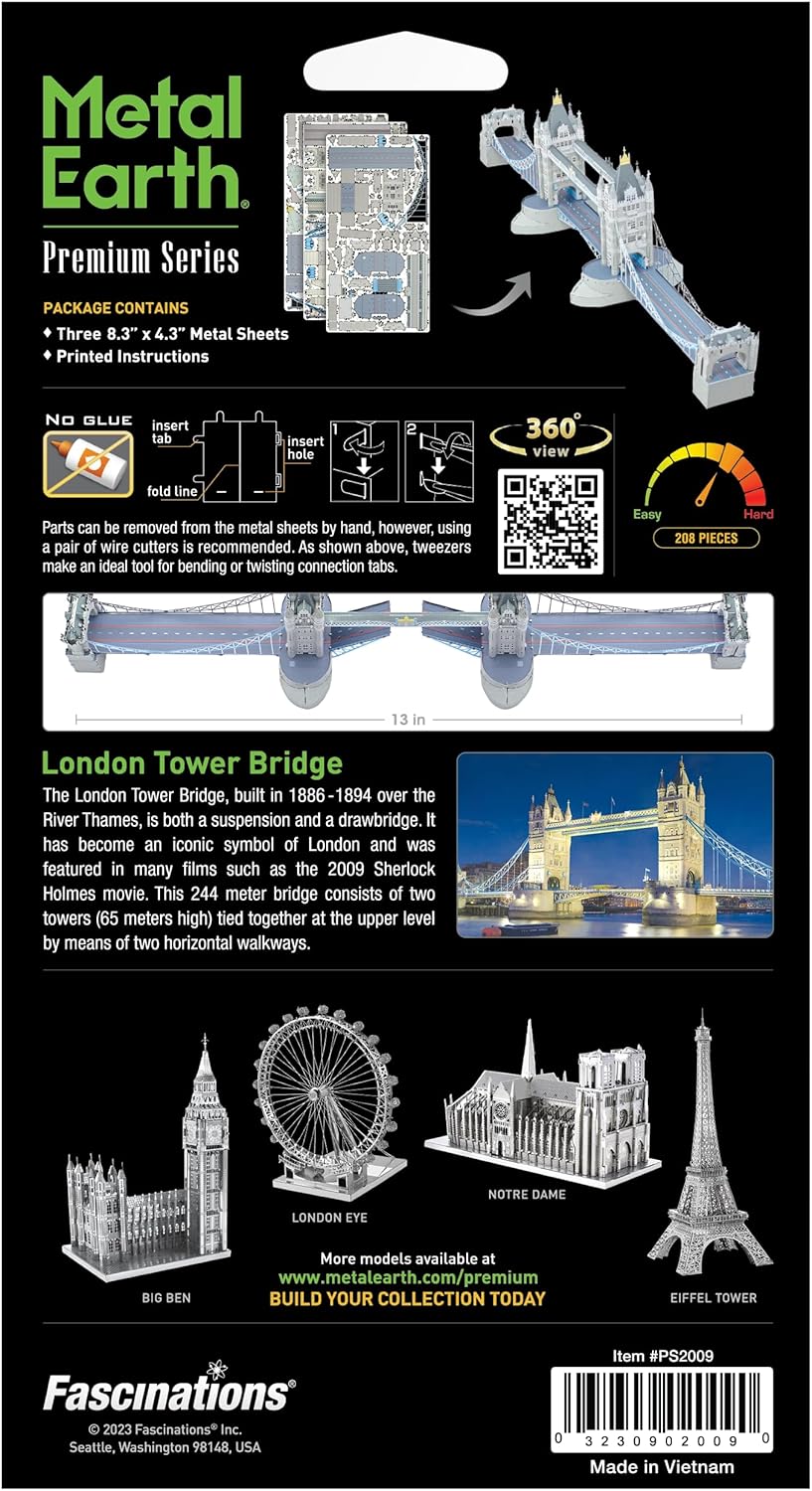 Metal Earth Kit de modelo de metal 3D de puente de la torre de Londres de la serie premium
