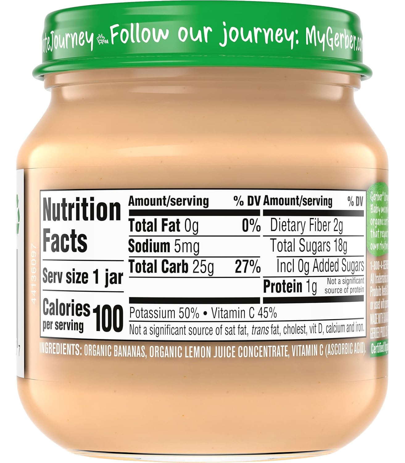 Gerber Organic for Baby 1st Foods Tarro de comida para bebés, plátano, hecho con productos orgánicos y sin OMG, alimentos orgánicos para bebés,