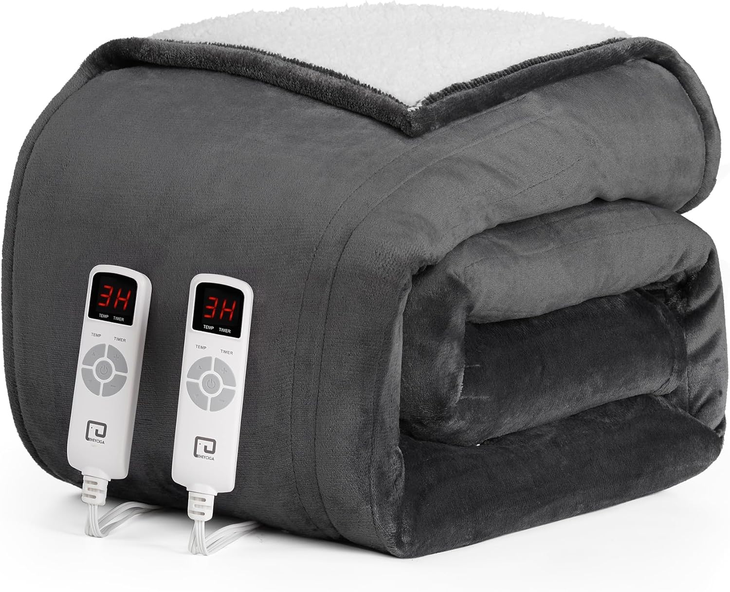 EHEYCIGA Manta térmica eléctrica tamaño King  Manta de calefacción con 5 niveles de calefacción y 10 horas de apagado automático, suave y acogedora