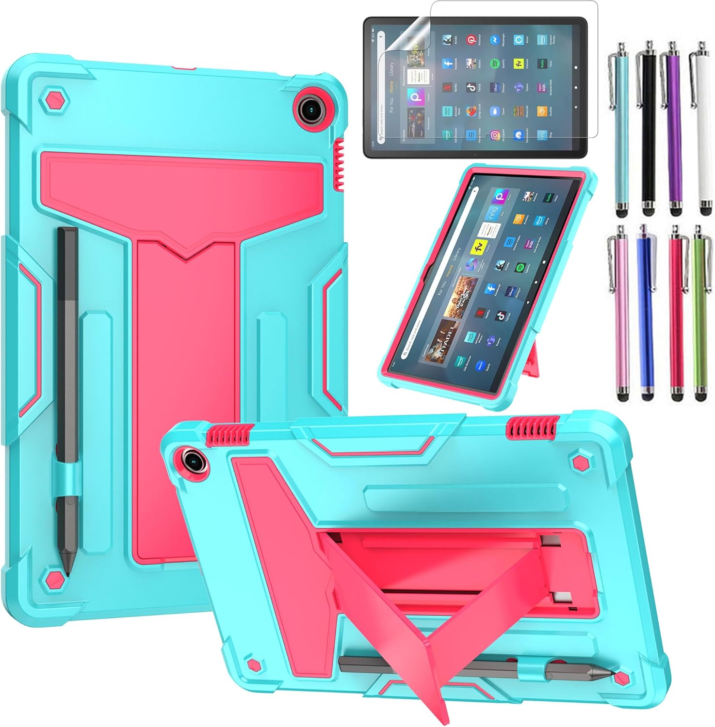 Funda para Tienda Fire Max 11 (13 generación, lanzada en 2023)  Funda protectora híbrida resistente con función atril + 1 protector de pantalla y 1
