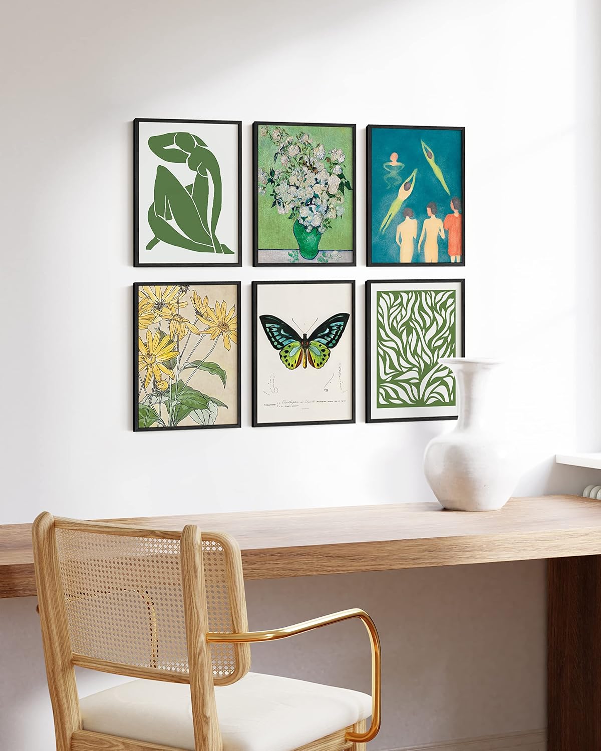 HAUS AND HUES Arte de pared impresionista, juego de 6 pinturas clásicas de plantas, cuadros artísticos de Van Gogh para decoración de pared de sala