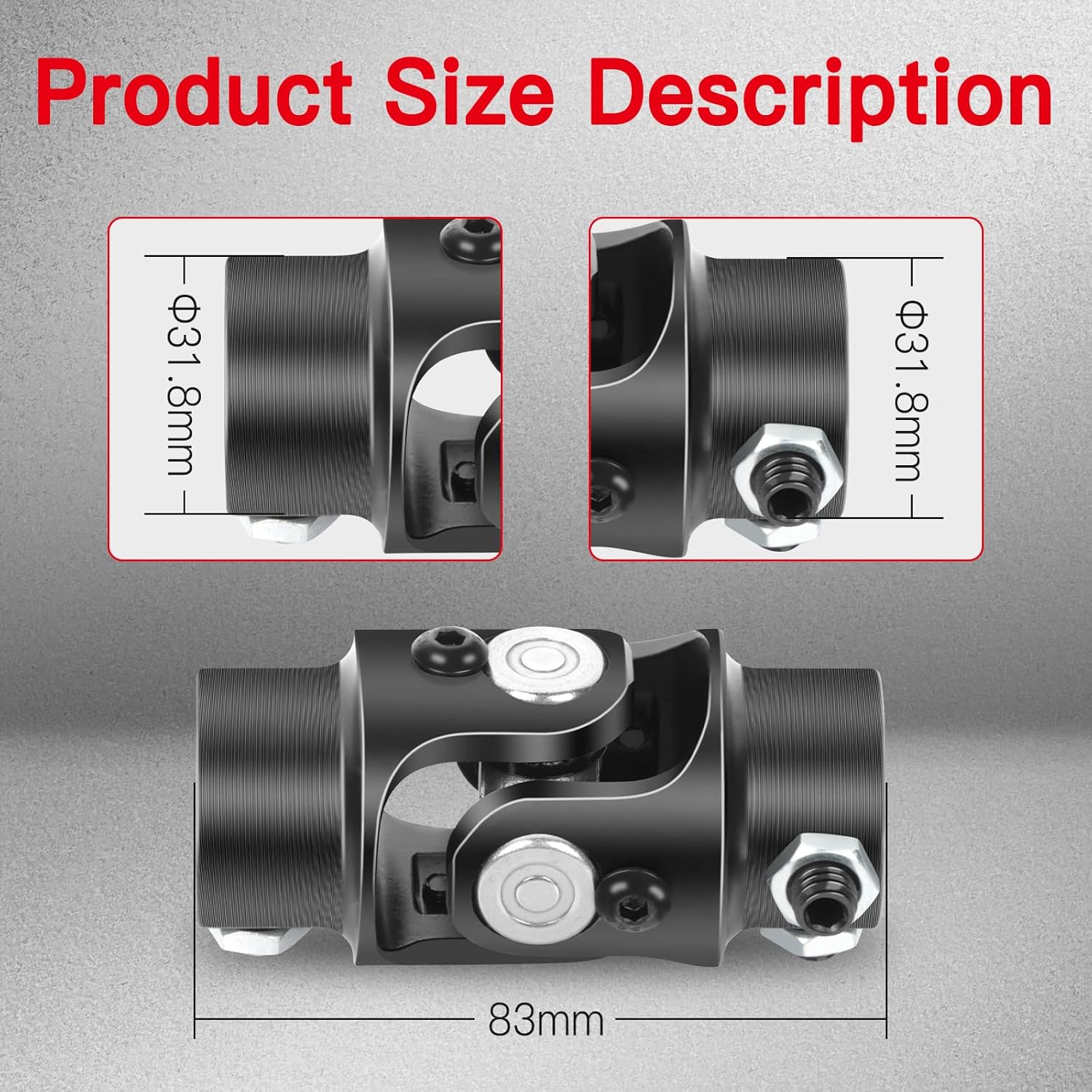 CCIYU Solo eje de dirección negro 34-36 Spline X 34 DD Juntas universales U-Joint