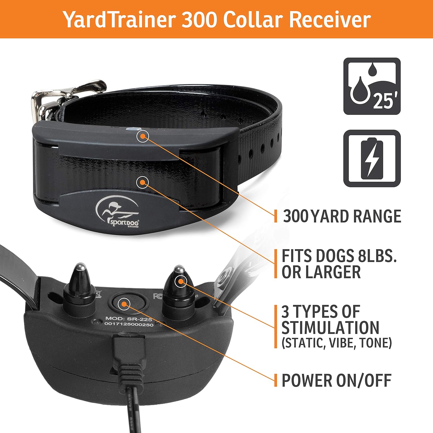SportDOG Brand YardTrainer – Collares de entrenamiento para perros familiares, rango de 300 yardas, entrenadores a distancia con estática, vibración