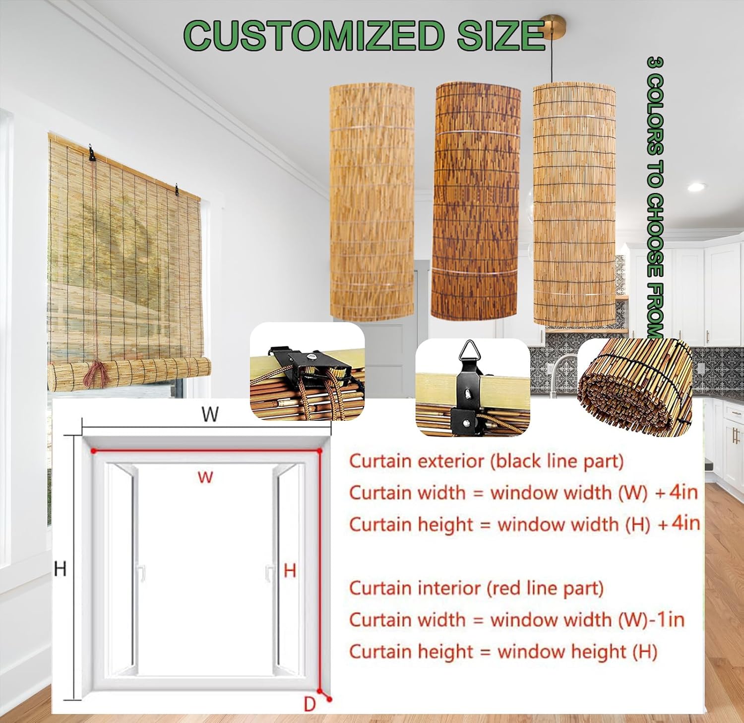 Persianas de bambú para patio al aire libre, persianas enrollables de bambú para ventanas, persianas de bambú exteriores para porche para bloquear